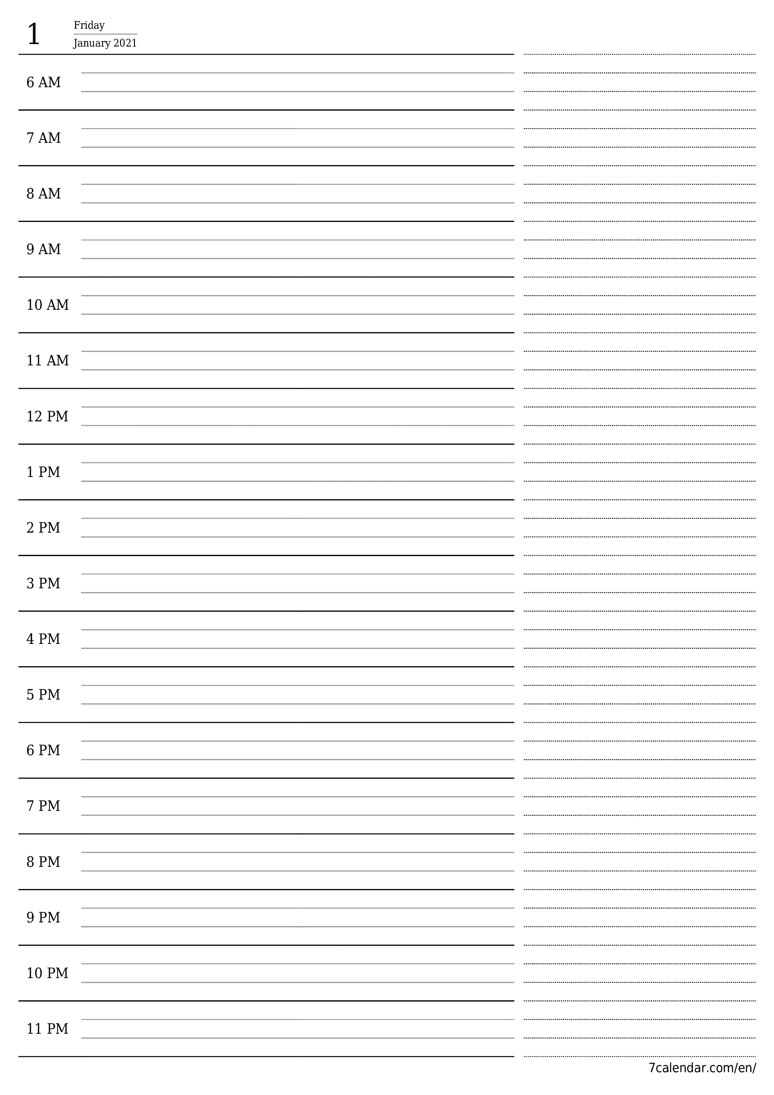 printable wall template free vertical Daily planner calendar January (Jan) 2021