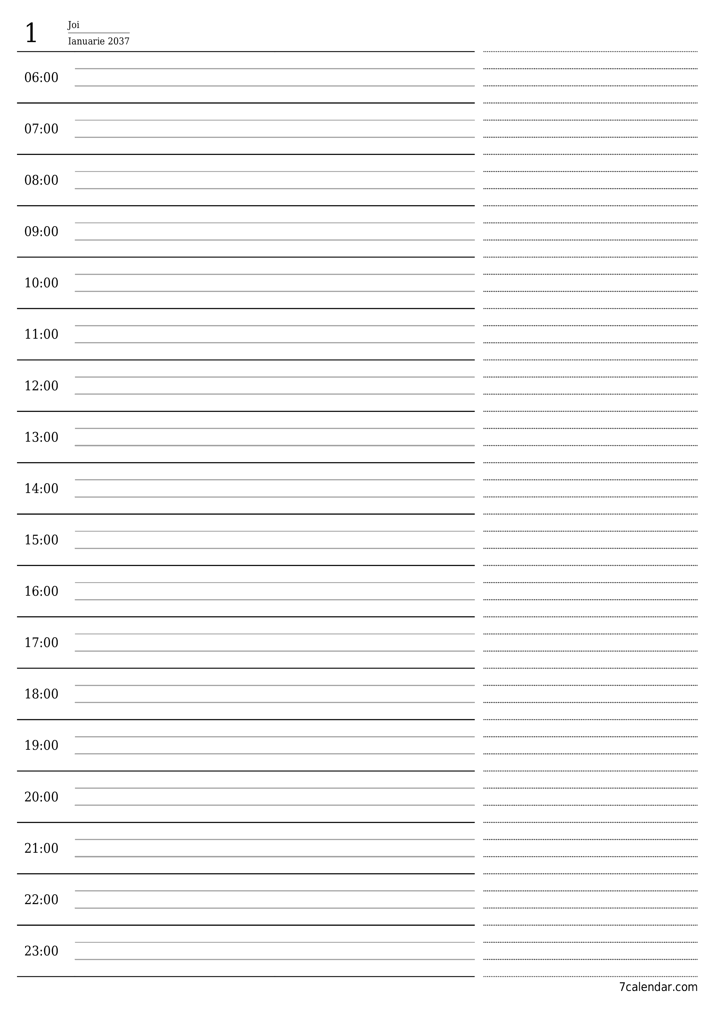  imprimabil de perete șablon de gratuitvertical Zilnic planificator calendar Ianuarie (Ian) 2037