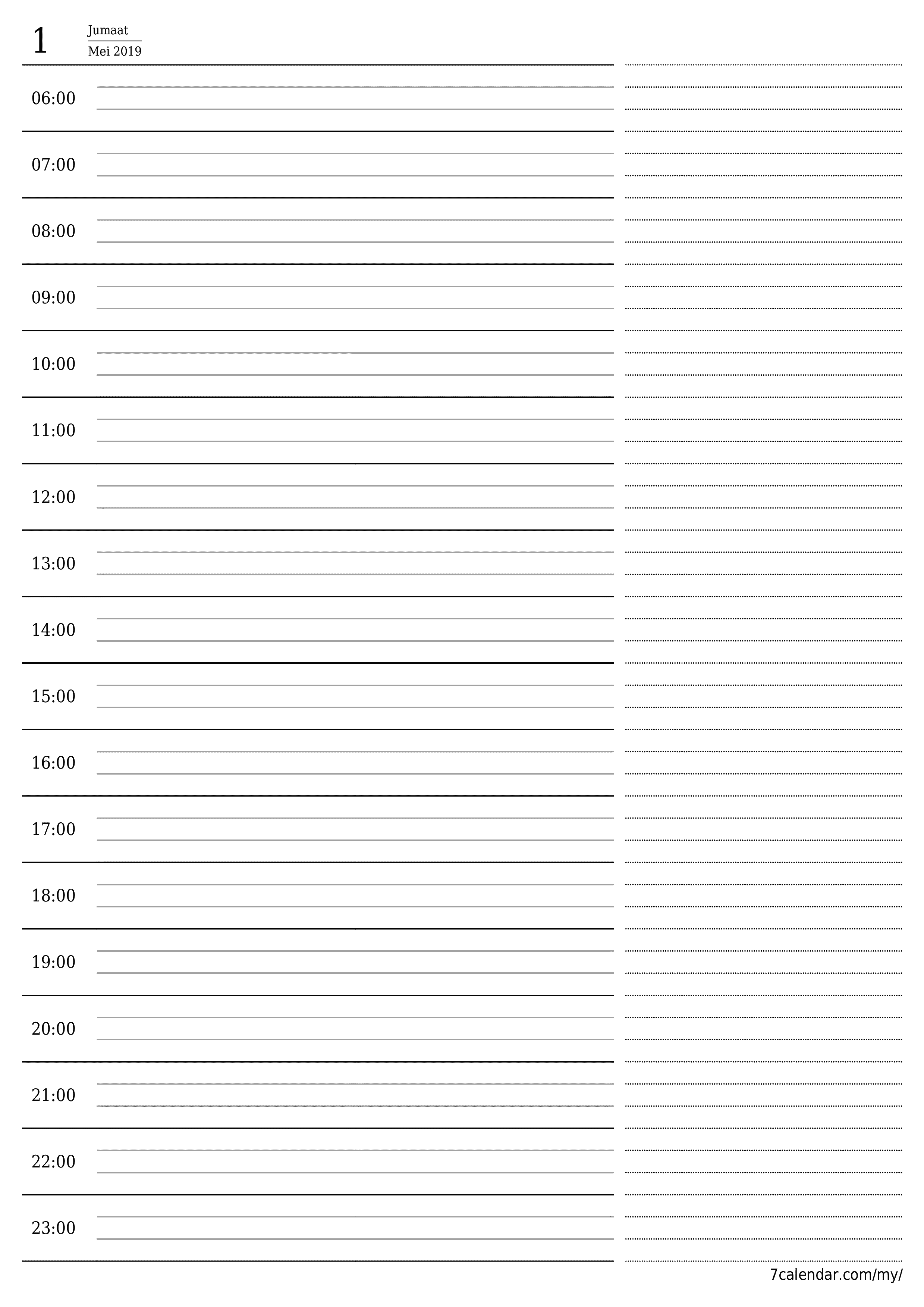  boleh cetak dinding templat percumamenegak Harian perancang kalendar Mei (Mei) 2019