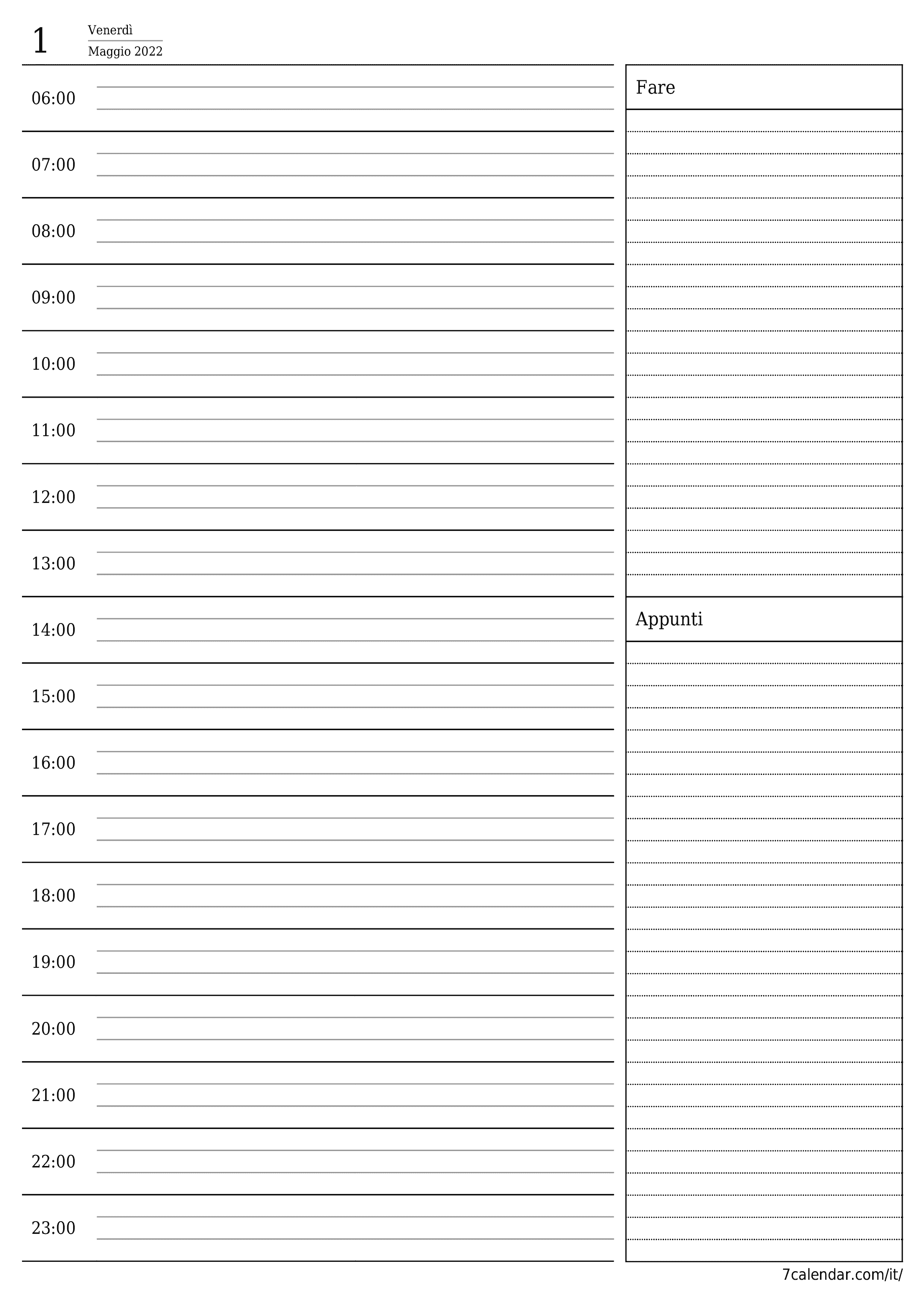  stampabile da parete modello di gratuitoverticale Giornaliero pianificatore calendario Maggio (Mag) 2022