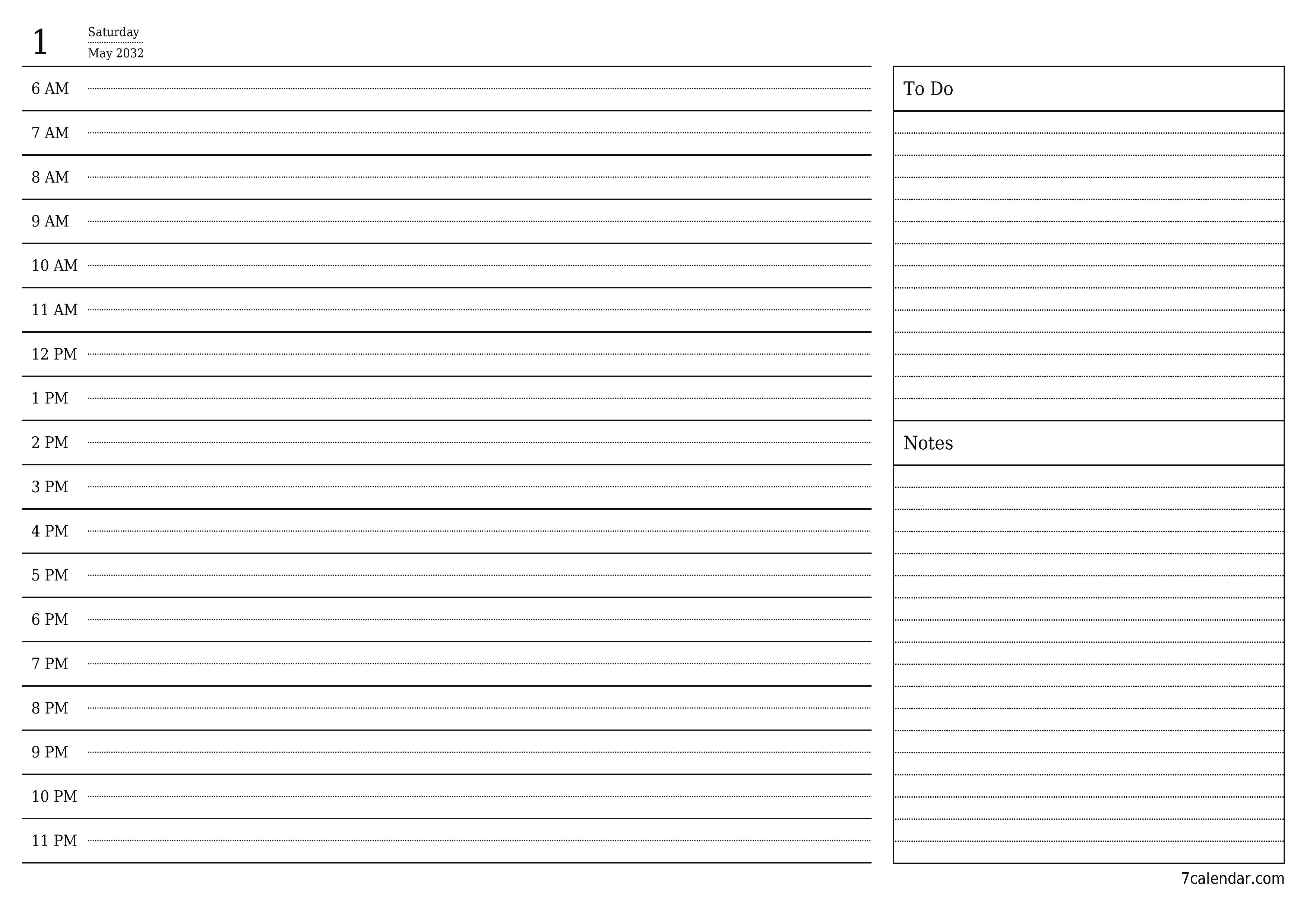 Blank calendar May 2032