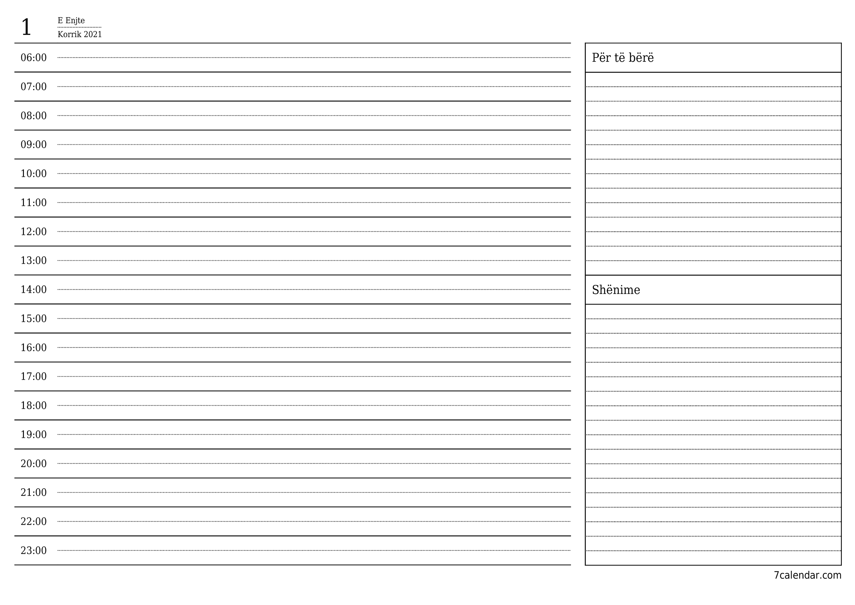 Planifikuesi bosh i kalendarit ditor për ditën Korrik 2021 me shënime, ruani dhe printoni në PDF PNG Albanian - 7calendar.com