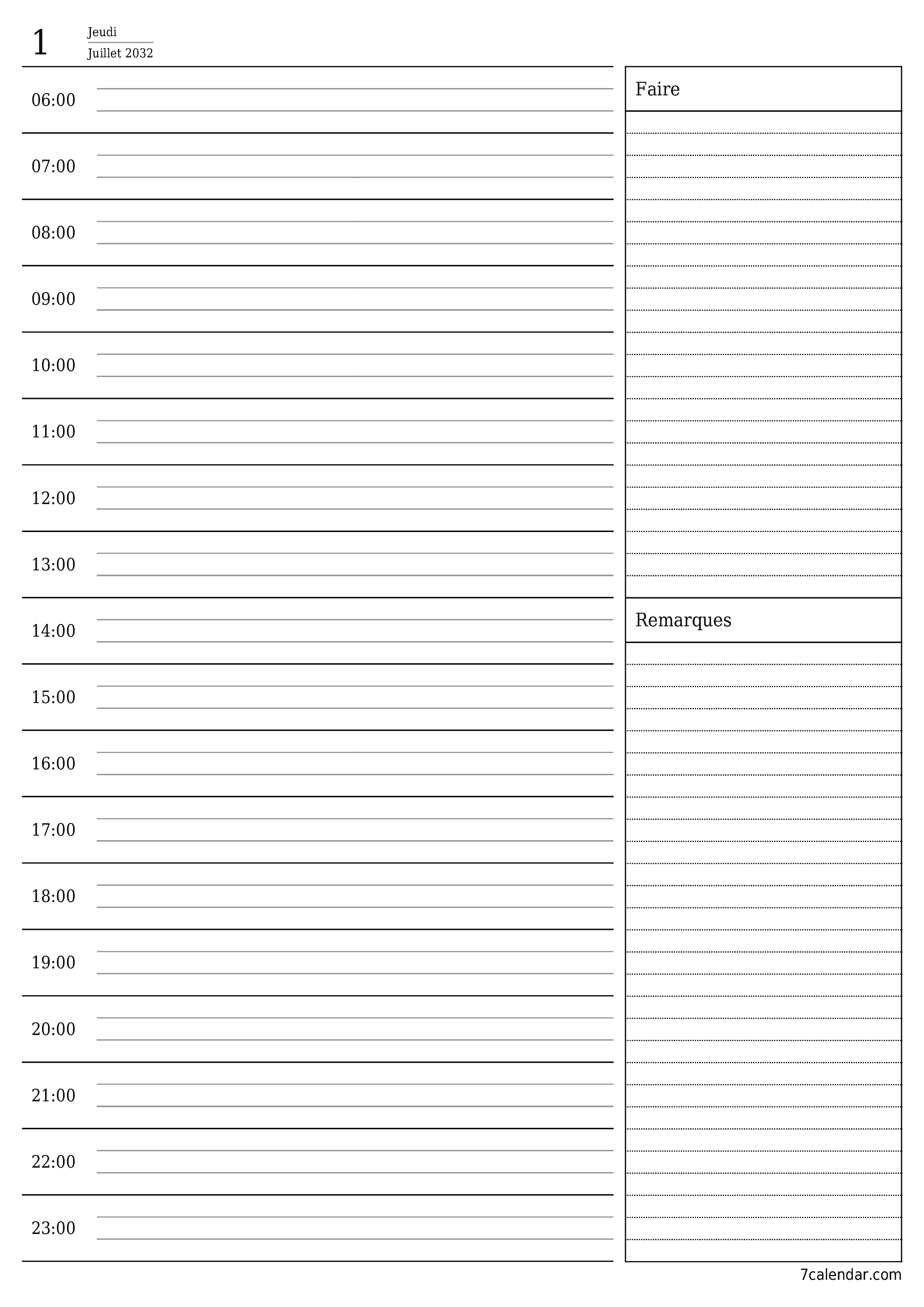  imprimable mural modèle de gratuitverticale Quotidien planificateur calendrier Juillet (Jul) 2032