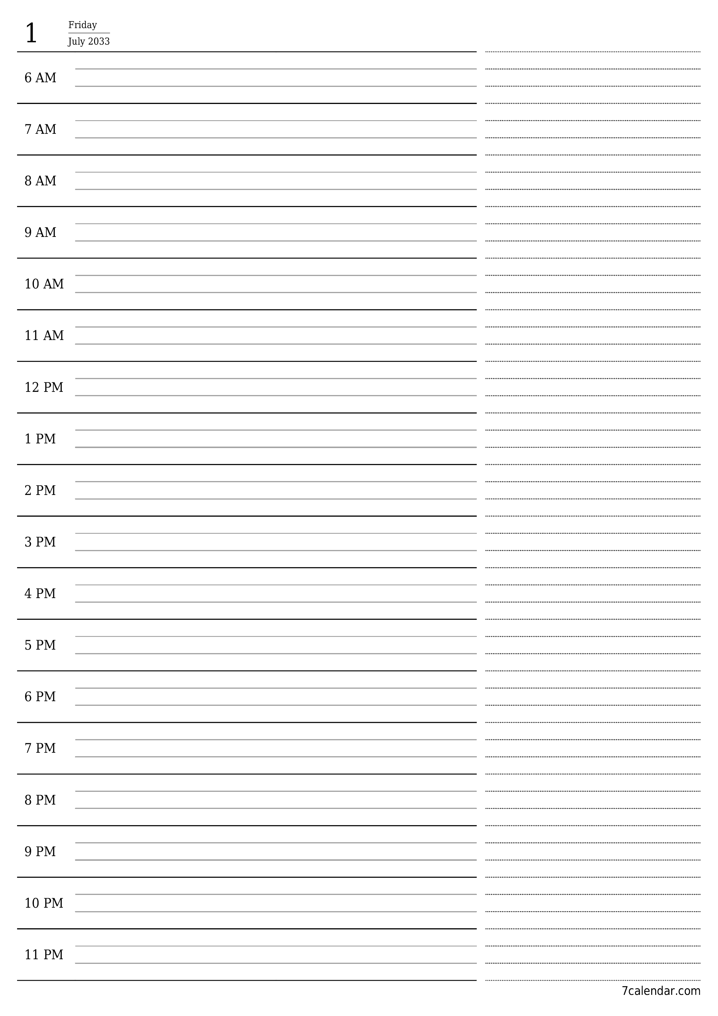 printable wall template free vertical Daily planner calendar July (Jul) 2033