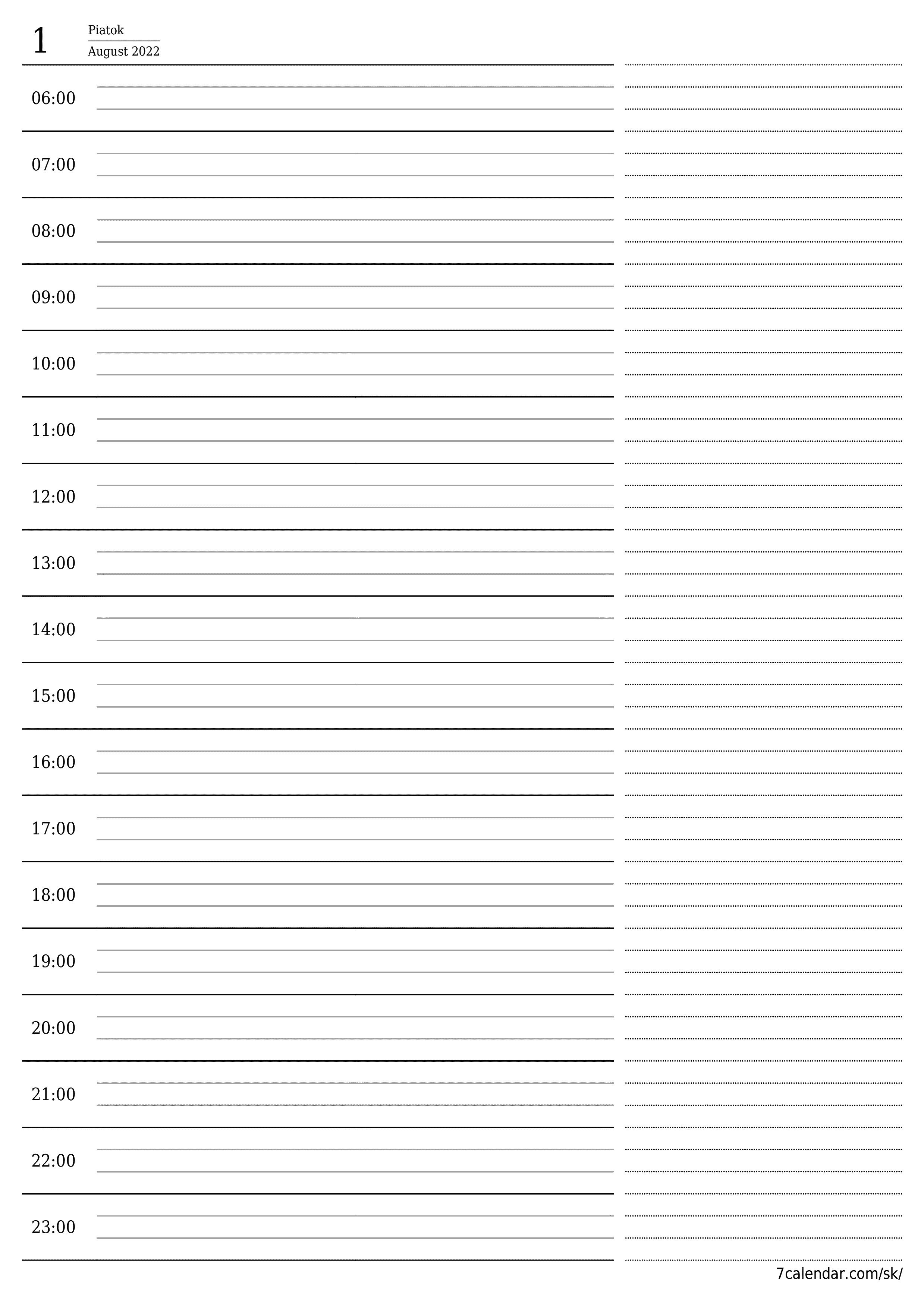 vytlačiteľný nástenný šablóna a bezplatný вертикальный Denne plánovač kalendár August (Aug) 2022