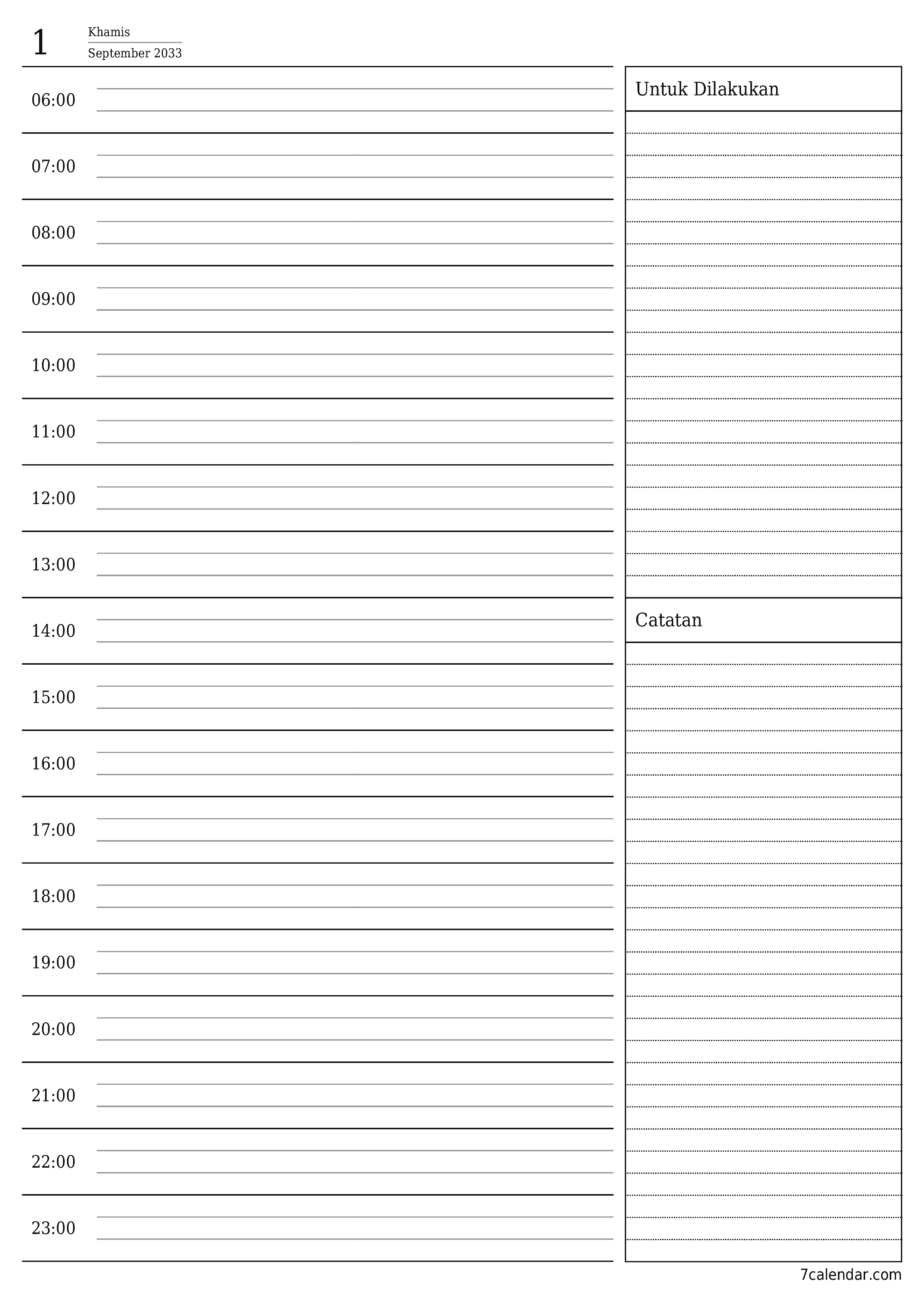  boleh cetak dinding templat percumamenegak Harian perancang kalendar September (Sep) 2033