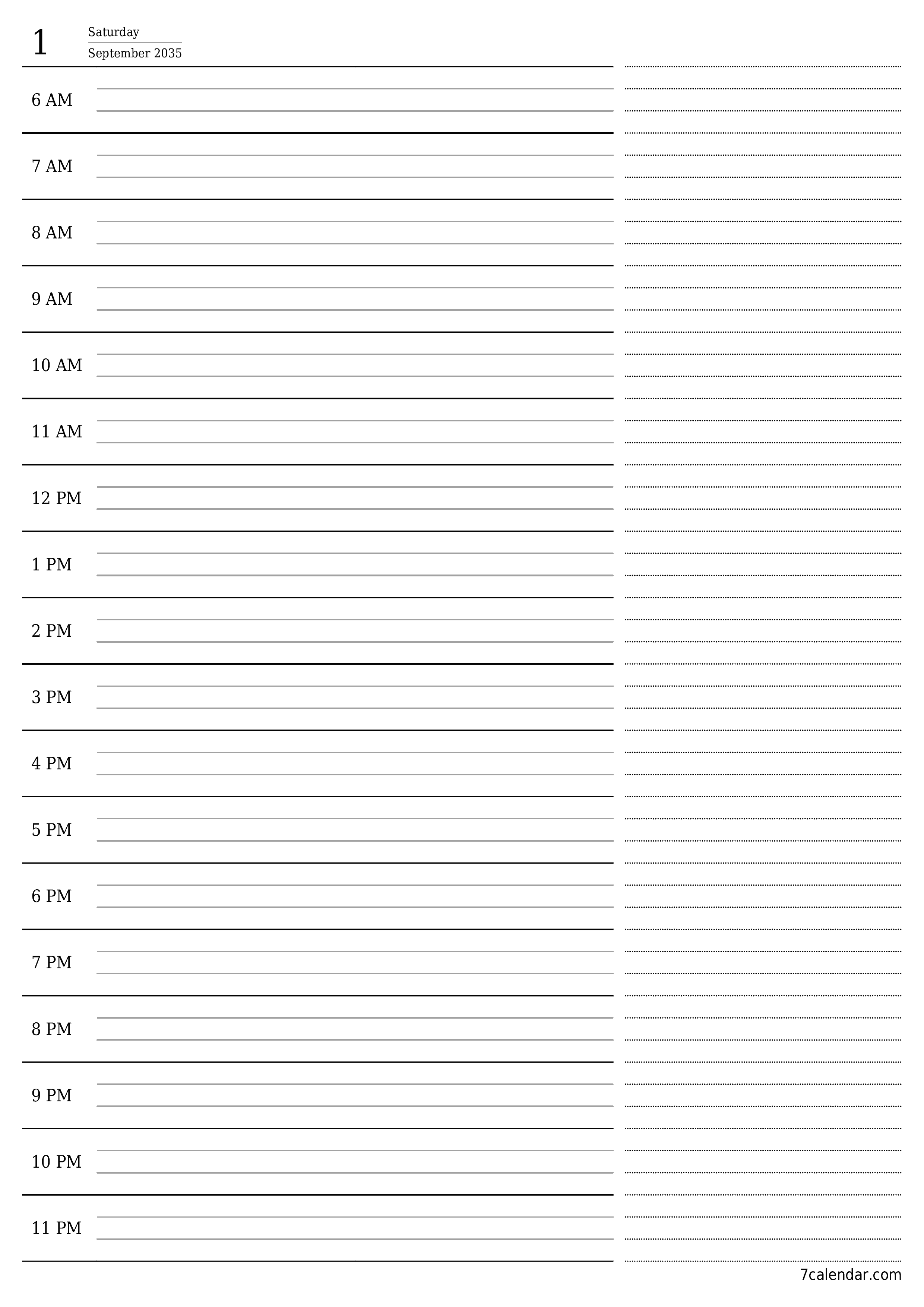 printable wall template free vertical Daily planner calendar September (Sep) 2035