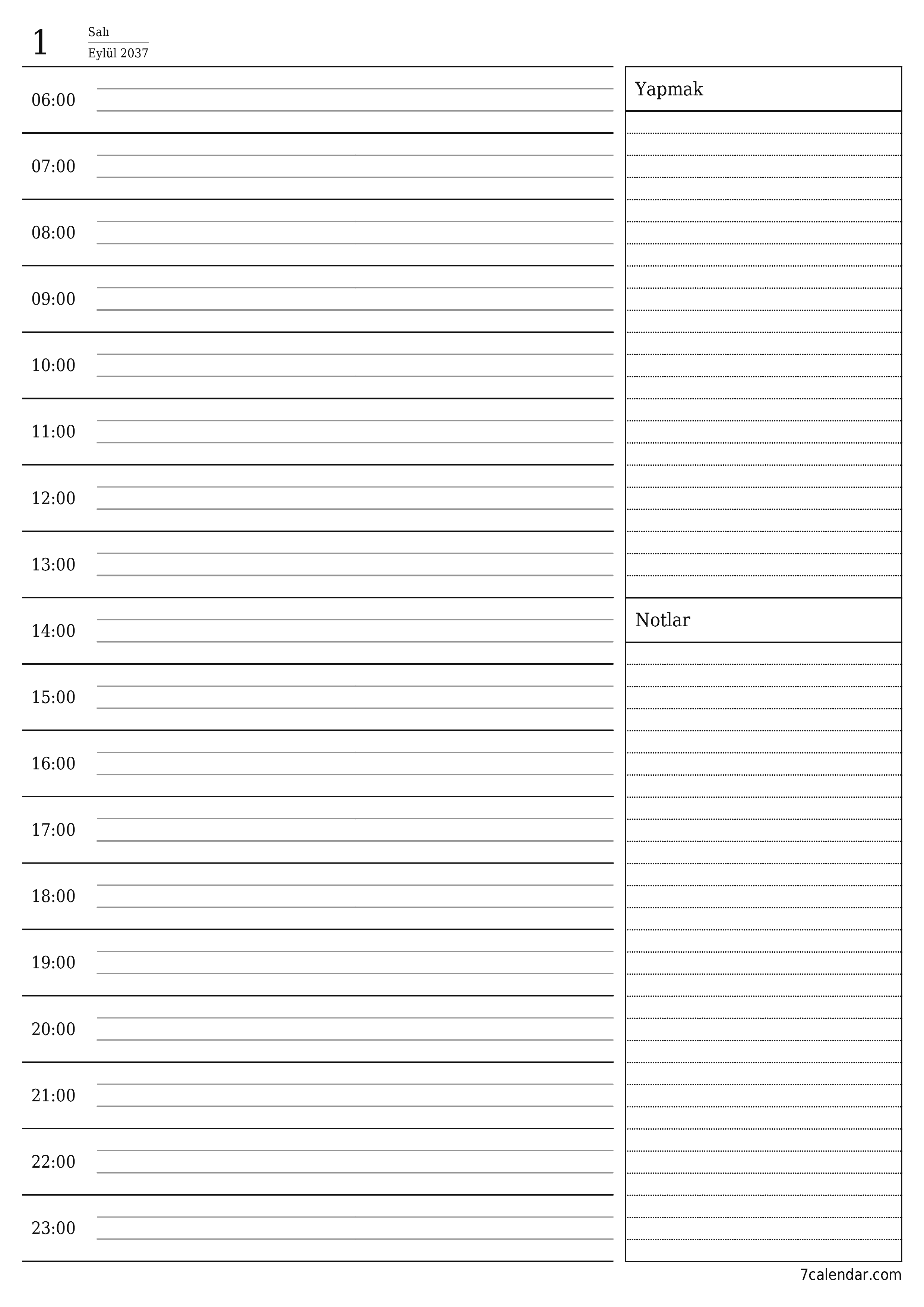yazdırılabilir duvar i şablonu ücretsiz dikey Günlük planlayıcı takvim Eylül (Eyl) 2037