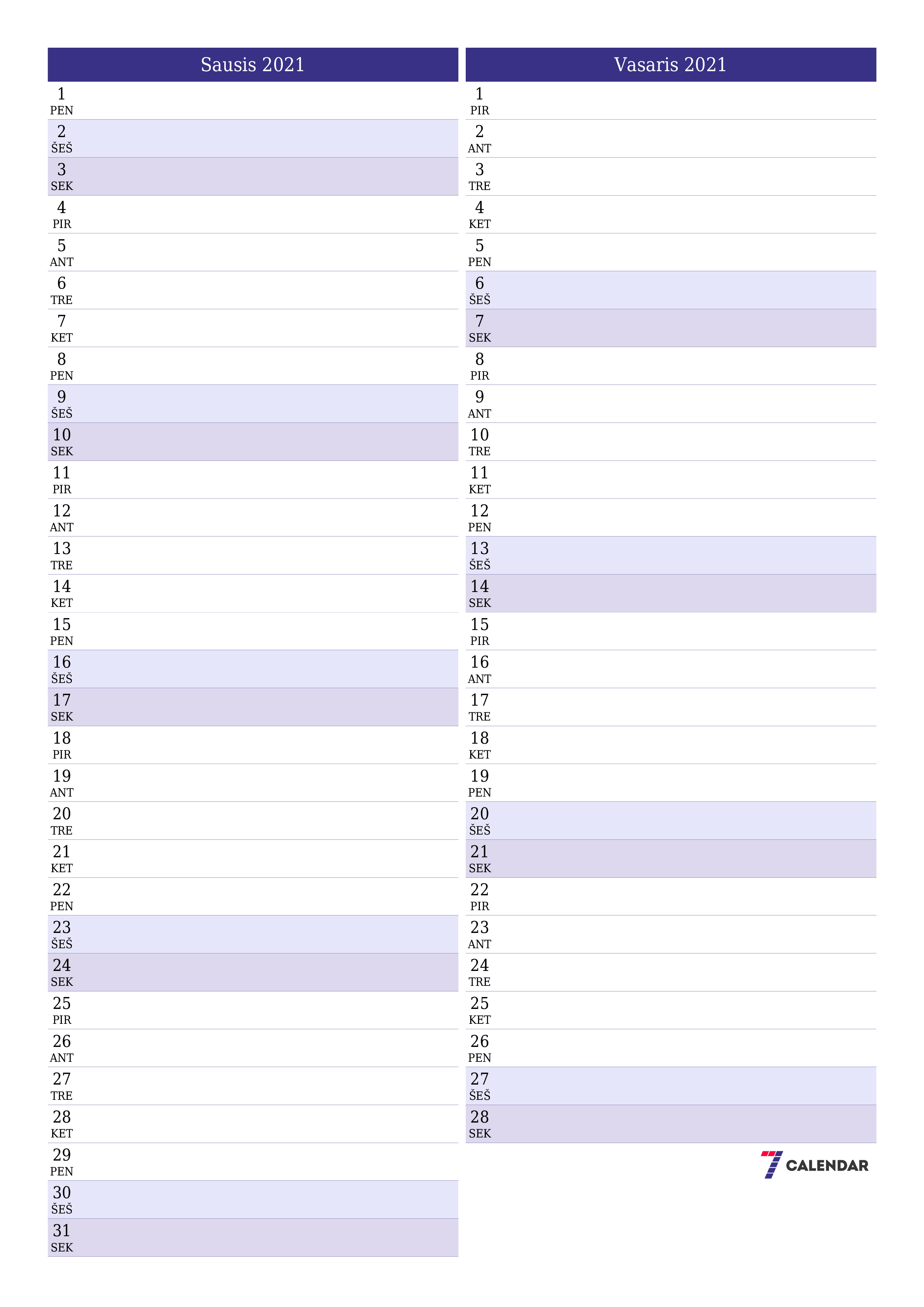 Ištuštinti mėnesio Sausis 2021 mėnesio planavimo priemonę su užrašais, išsaugoti ir atsispausdinti PDF formate PNG Lithuanian