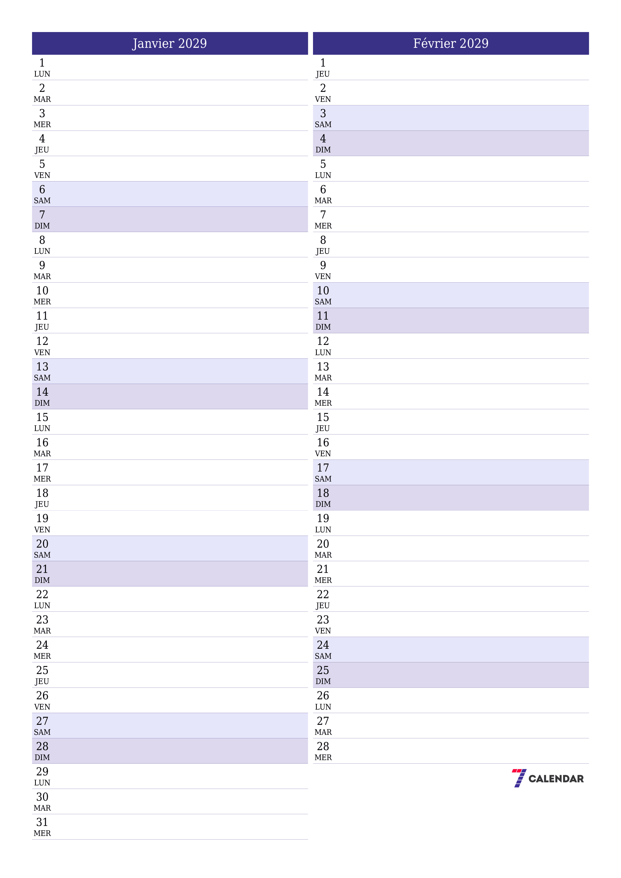  imprimable mural modèle de gratuitverticale Mensuel planificateur calendrier Janvier (Jan) 2029
