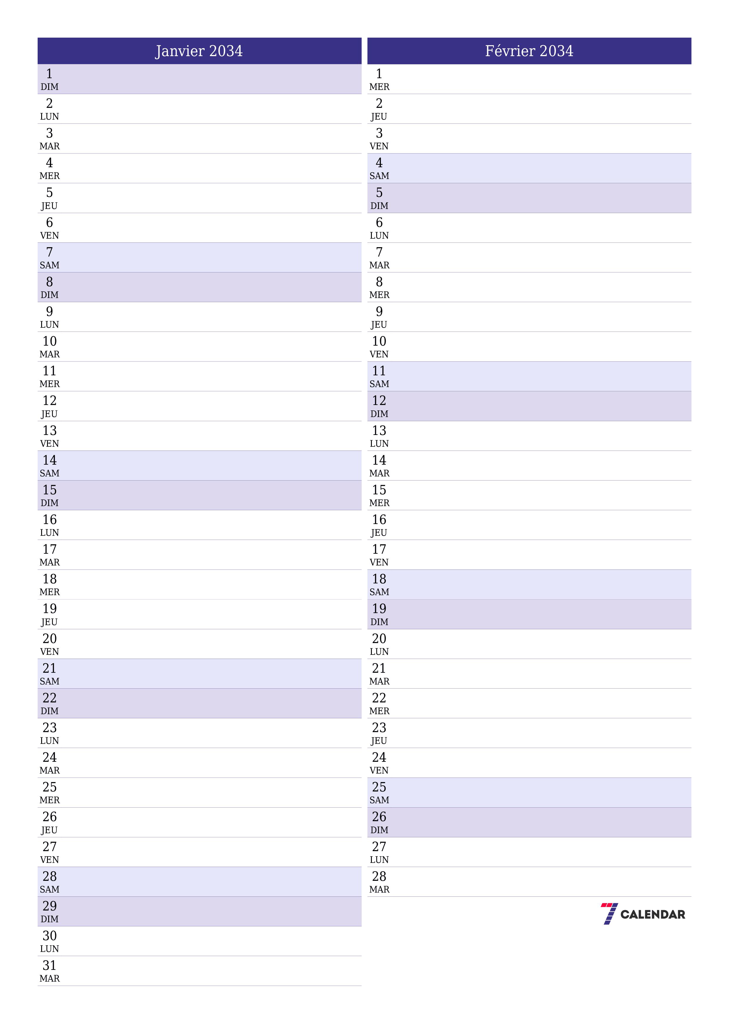  imprimable mural modèle de gratuitverticale Mensuel planificateur calendrier Janvier (Jan) 2034