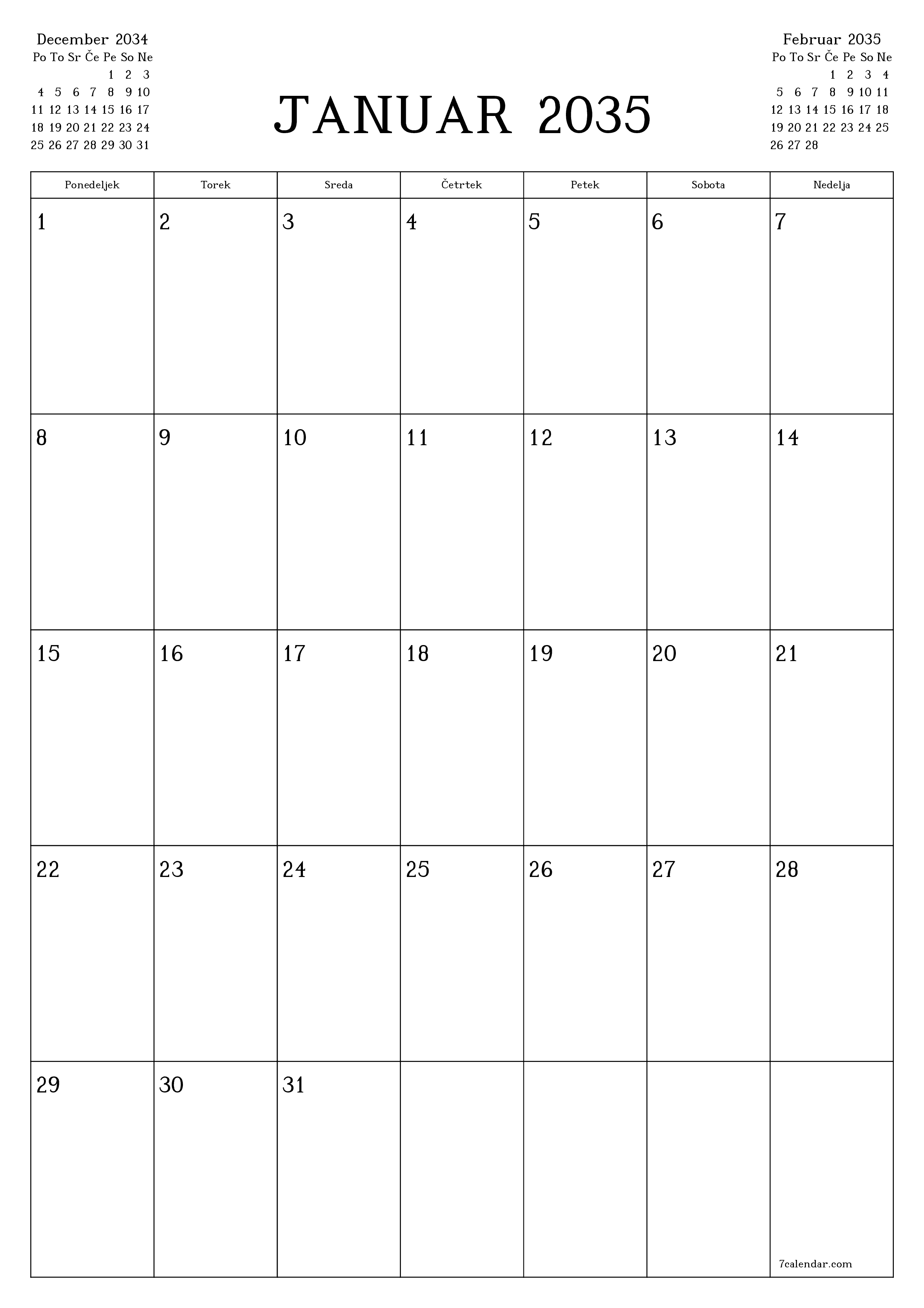 natisljiv stenski ska predloga brezplačni vertical Mesečno jadralno letalo koledar Januar (Jan) 2035