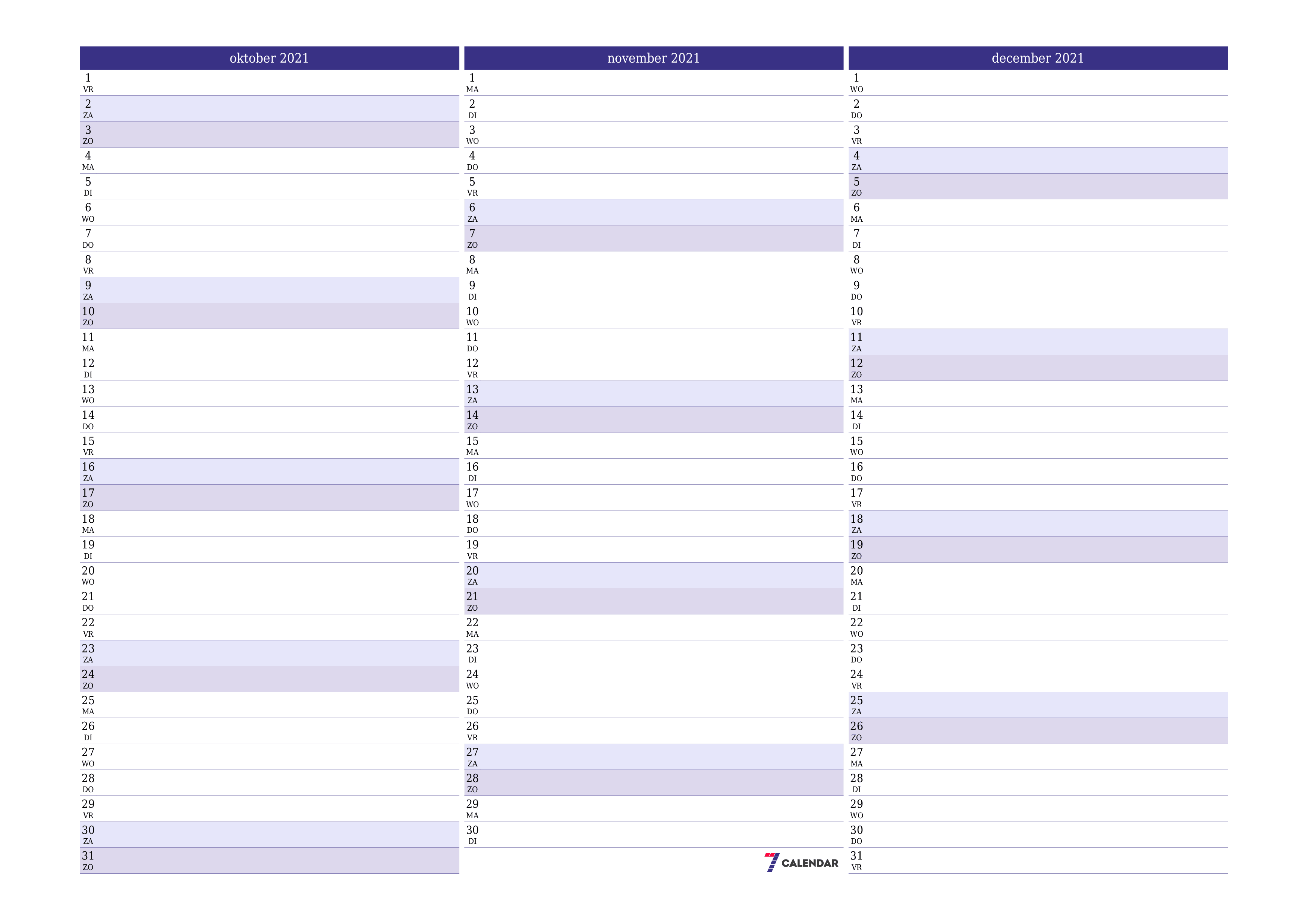 Lege maandplanner voor maand oktober 2021 met notities, opslaan en afdrukken naar pdf PNG Dutch