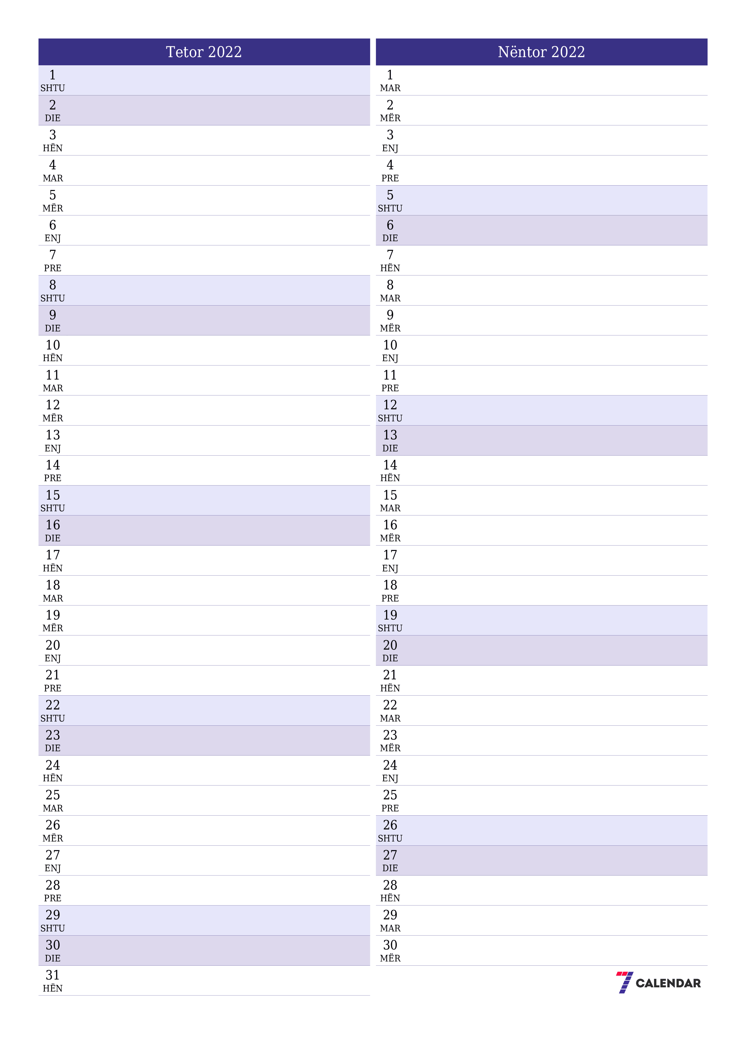  i printueshëm muri shabllon falasvertikale mujore planifikues kalendar Tetor (Tet) 2022