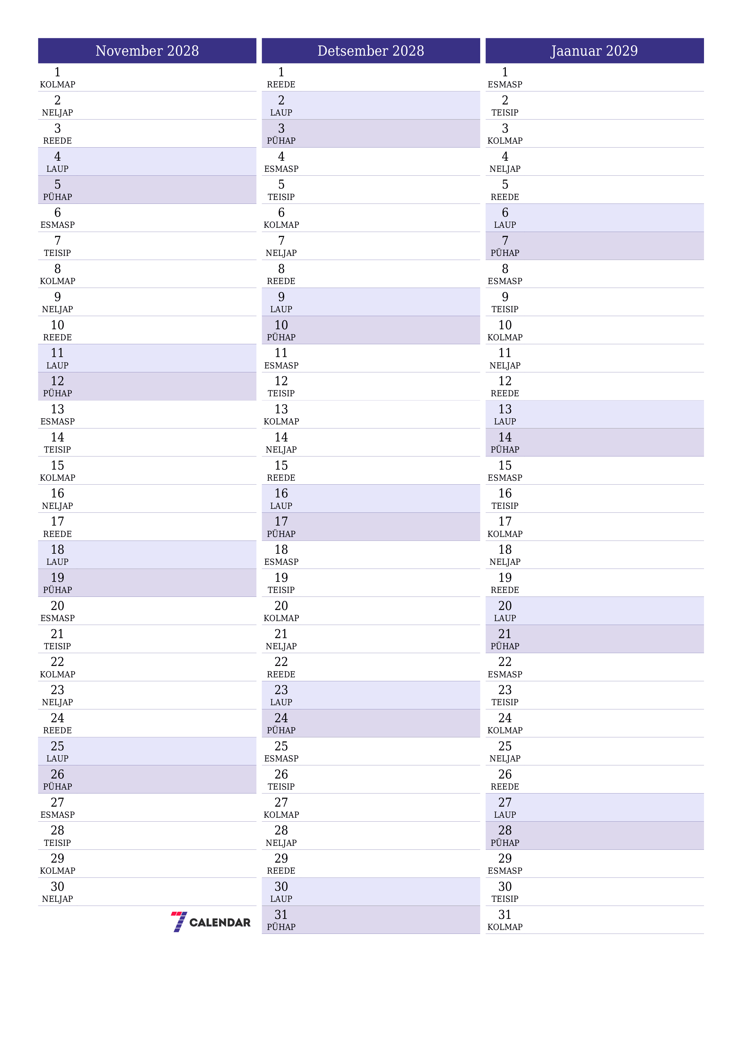 prinditav seina kalendri mall tasuta vertikaalne Igakuine planeerija kalender November (Nov) 2028
