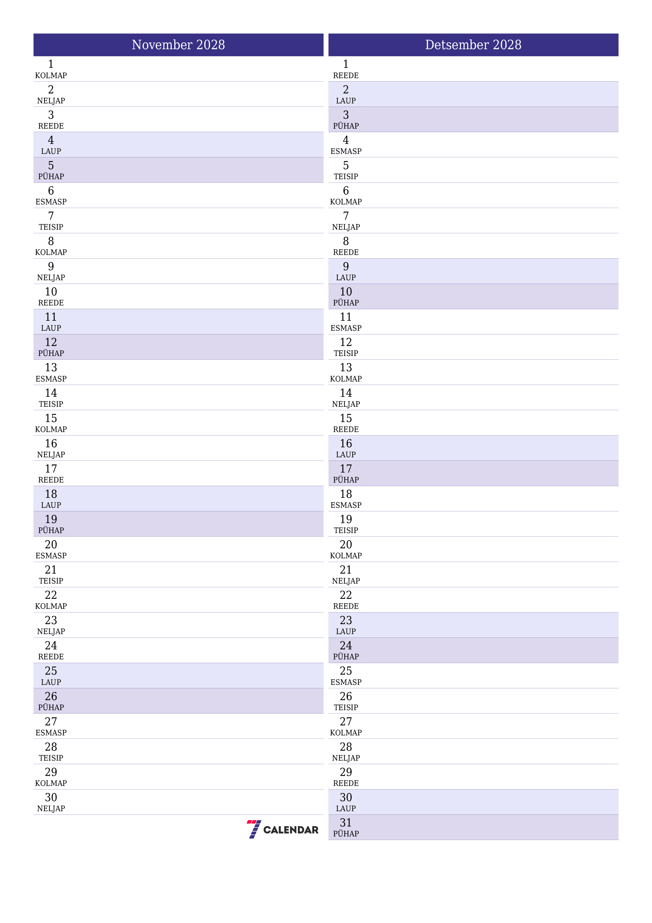 prinditav seina kalendri mall tasuta vertikaalne Igakuine planeerija kalender November (Nov) 2028
