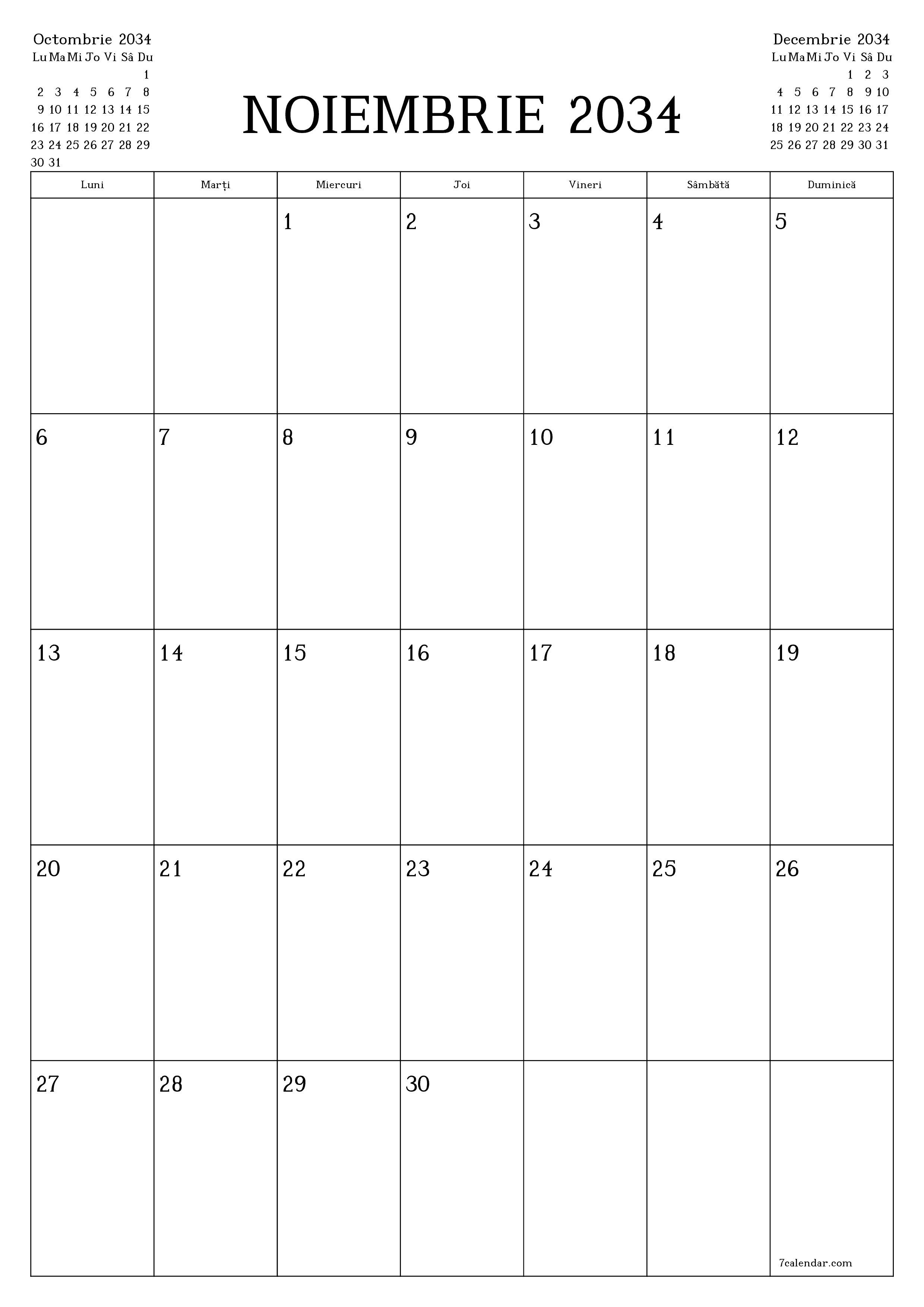  imprimabil de perete șablon de gratuitvertical Lunar planificator calendar Noiembrie (Nov) 2034