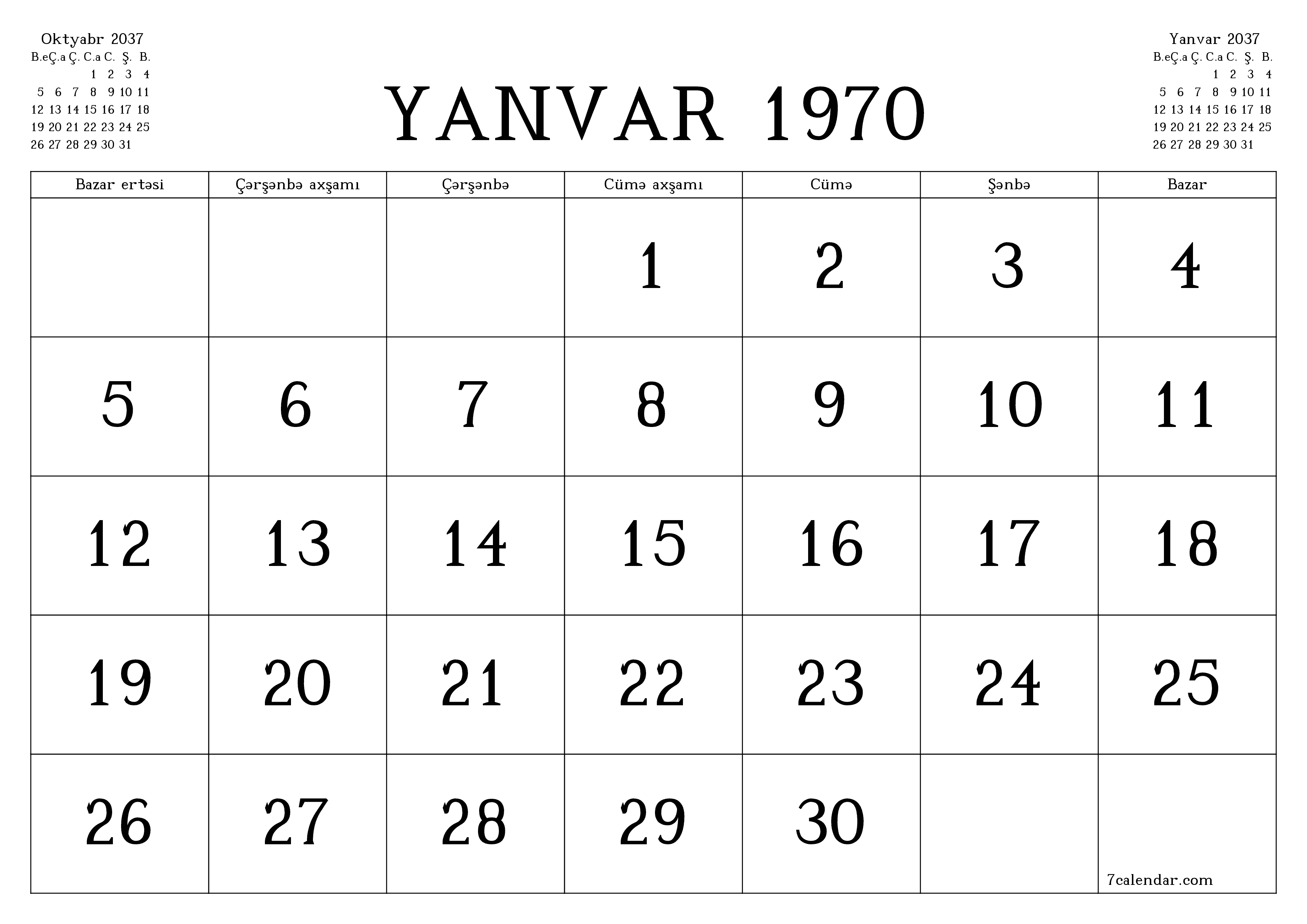 Noyabr 2037 ayı üçün qeydlər ilə boş aylıq planlayıcı, qeyd edin və PDF-ə yazdırın PNG Azerbaijani