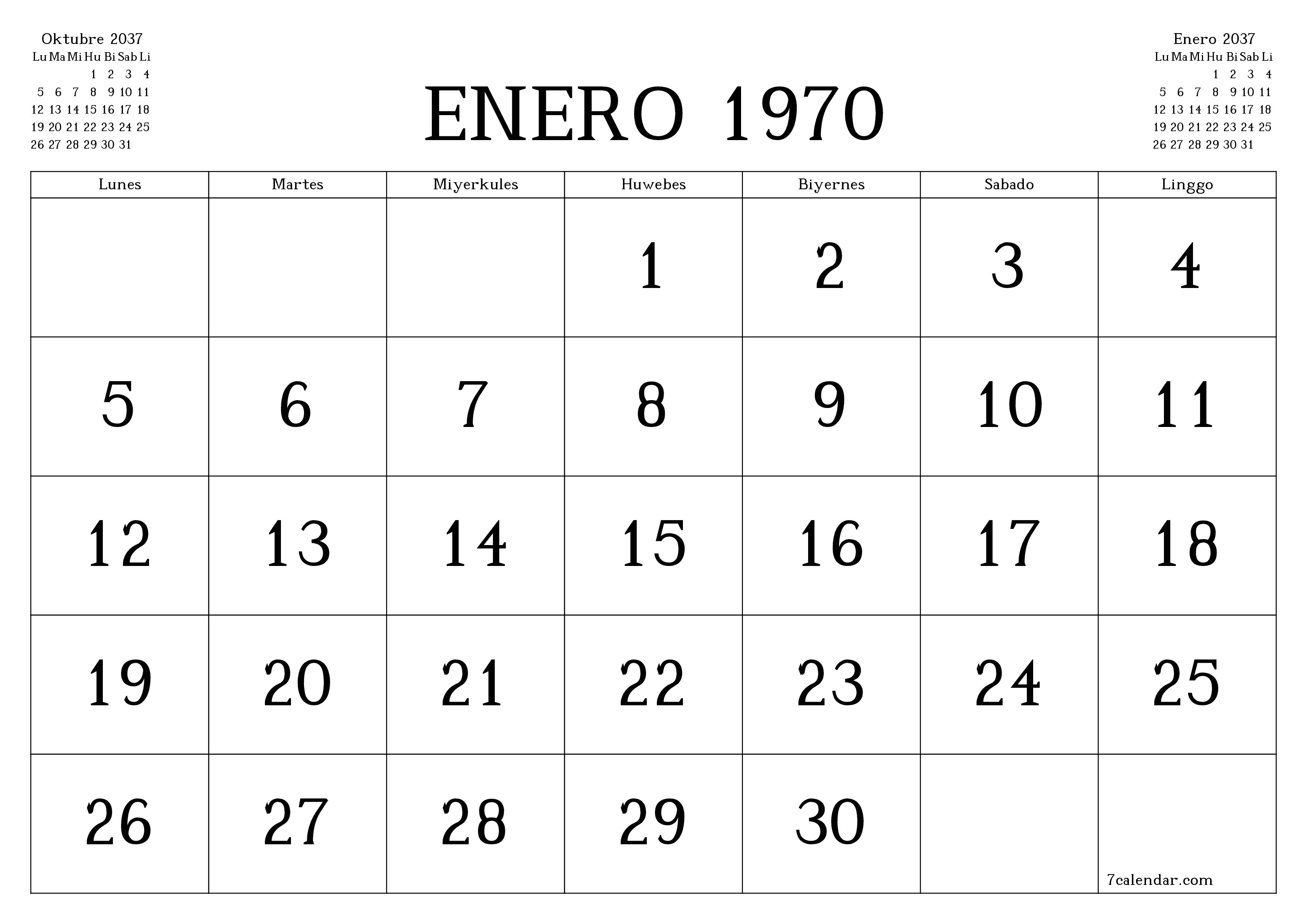 Walang laman na buwanang tagaplano para sa buwan na Nobyembre 2037 na may mga tala, i-save at i-print sa PDF PNG Filipino