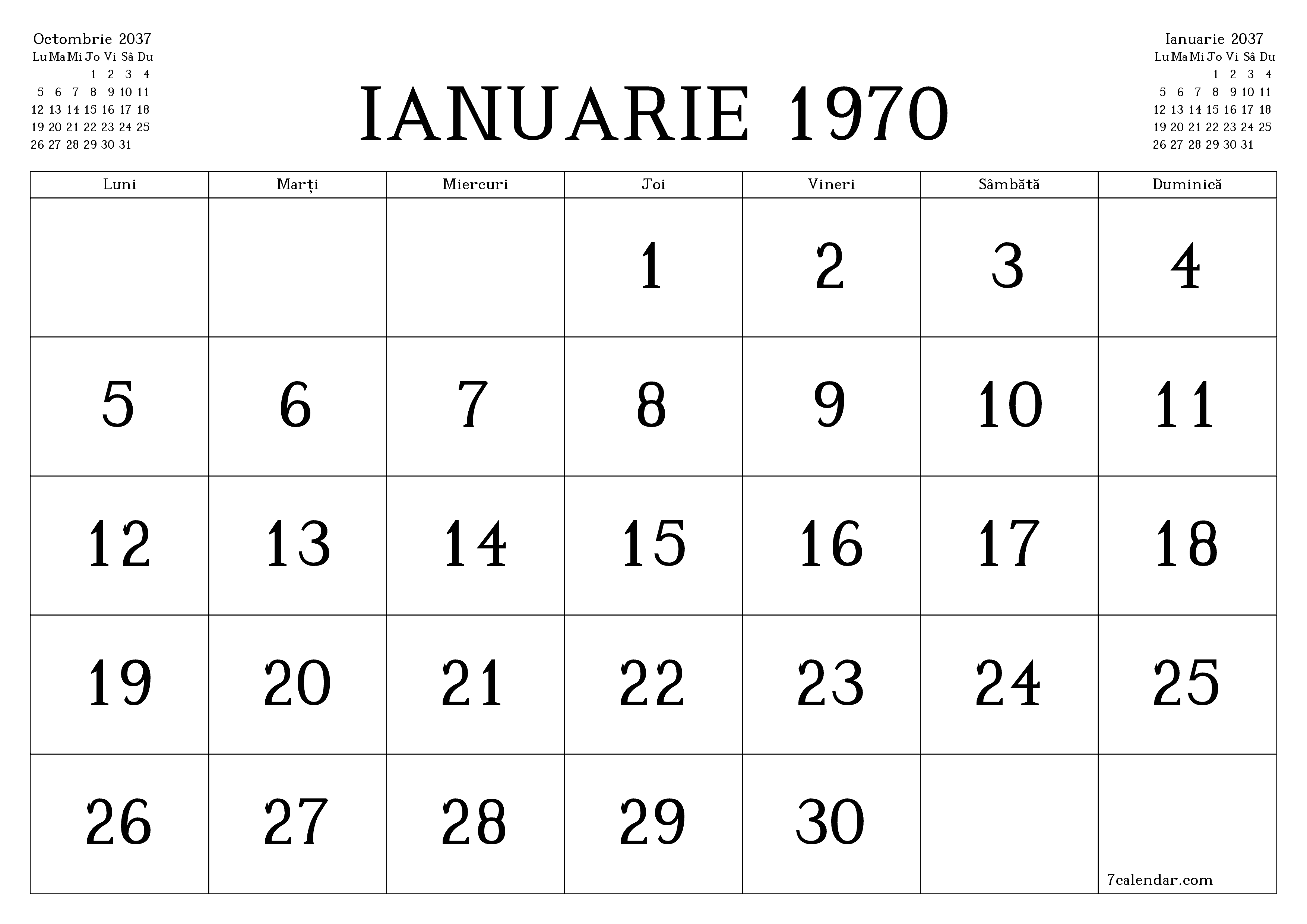 Planificator lunar gol pentru luna Noiembrie 2037 cu note, salvați și tipăriți în PDF PNG Romanian