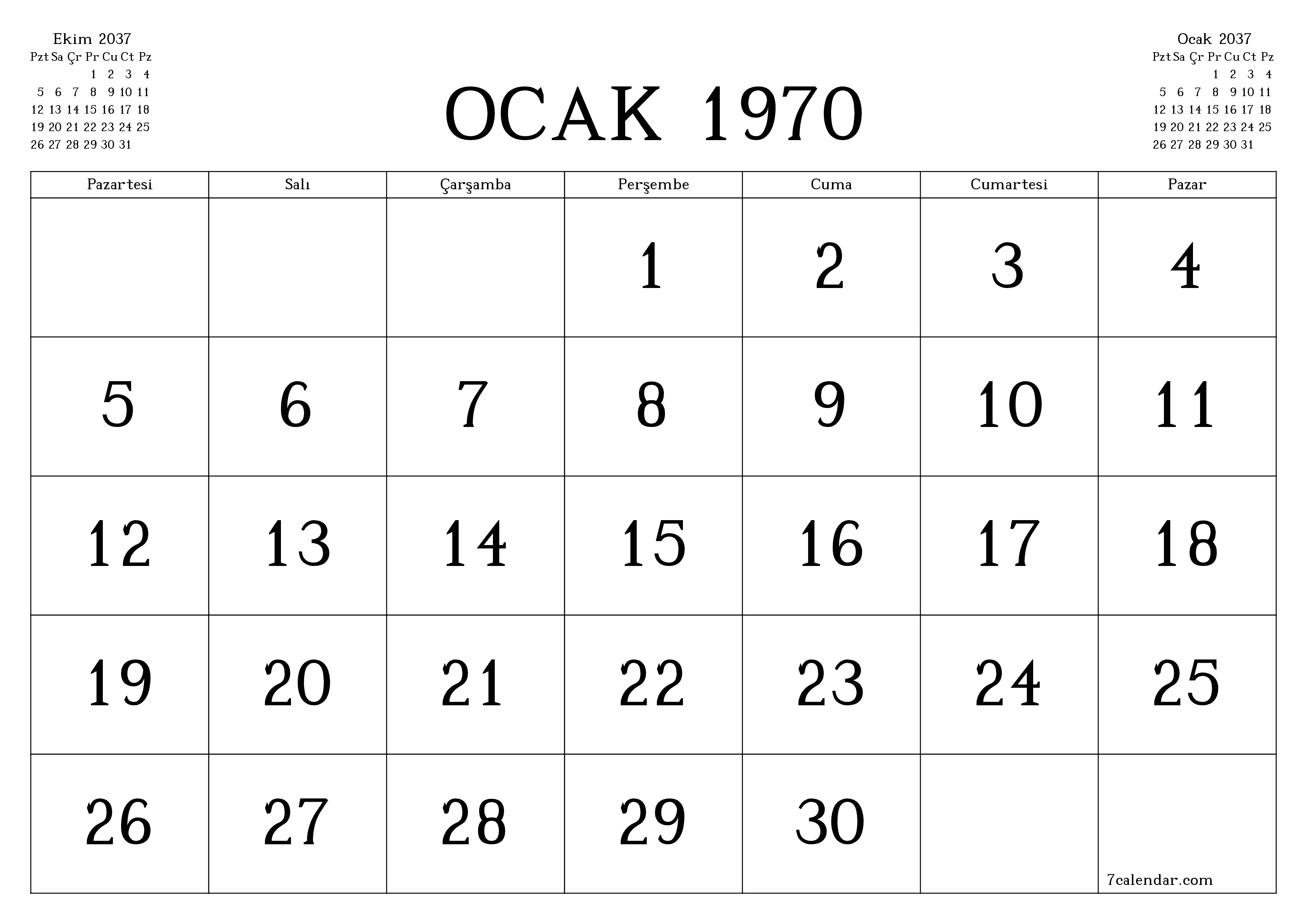 Kasım 2037 ayı için notlarla birlikte boş aylık planlayıcı, kaydedin ve PDF'ye yazdırın PNG Turkish