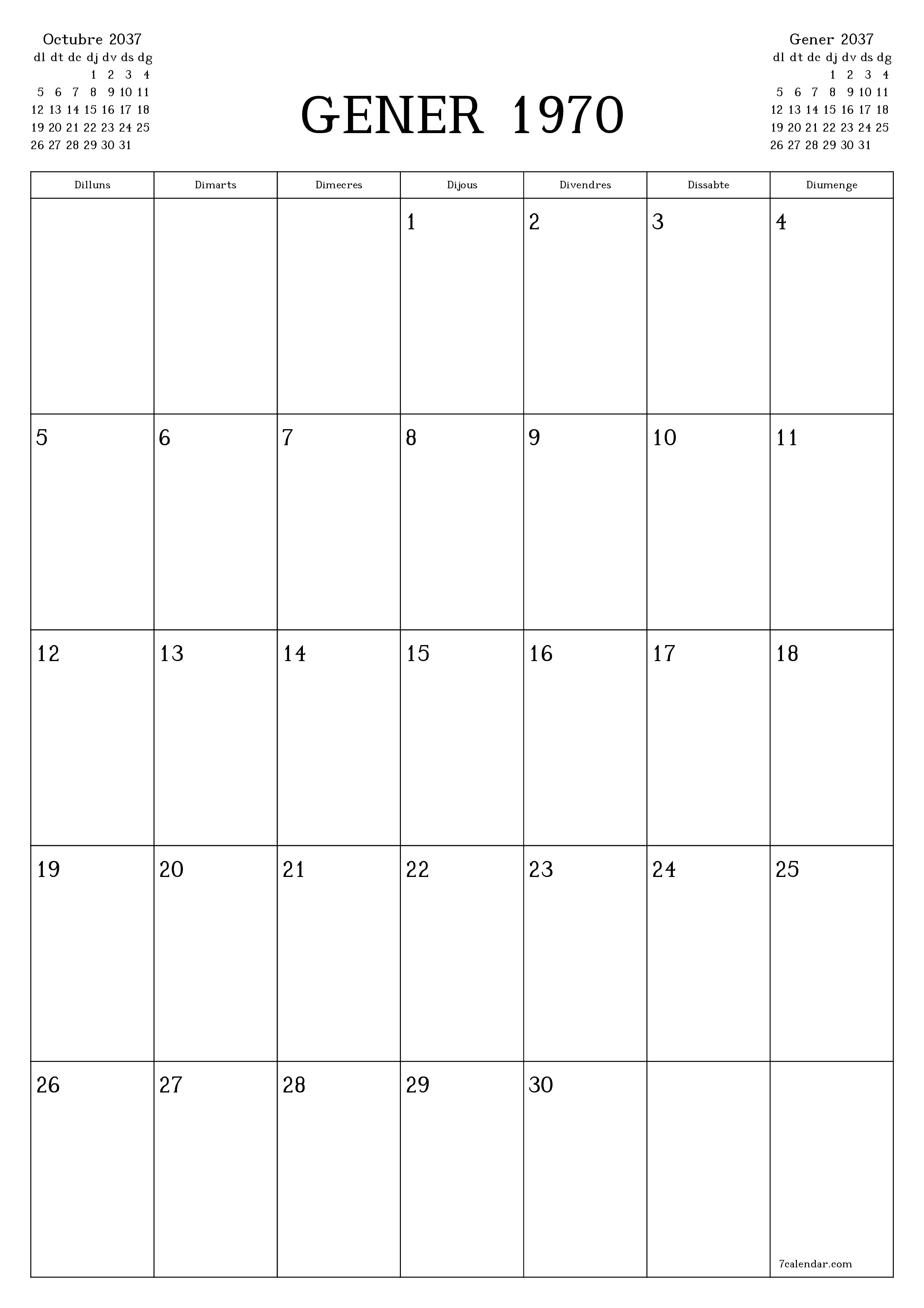  imprimible de paret plantilla de gratuïtvertical Mensual planificador calendari Novembre (Nov) 2037