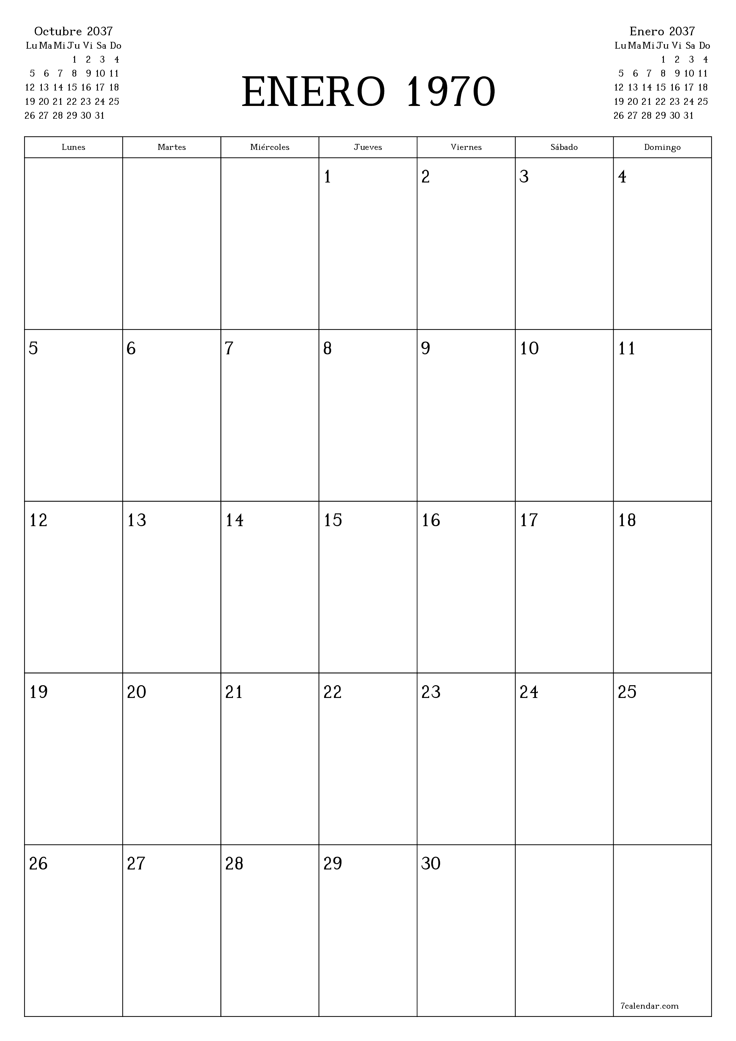  imprimible de pared plantilla de gratisvertical Mensual planificador calendario Noviembre (Nov) 2037