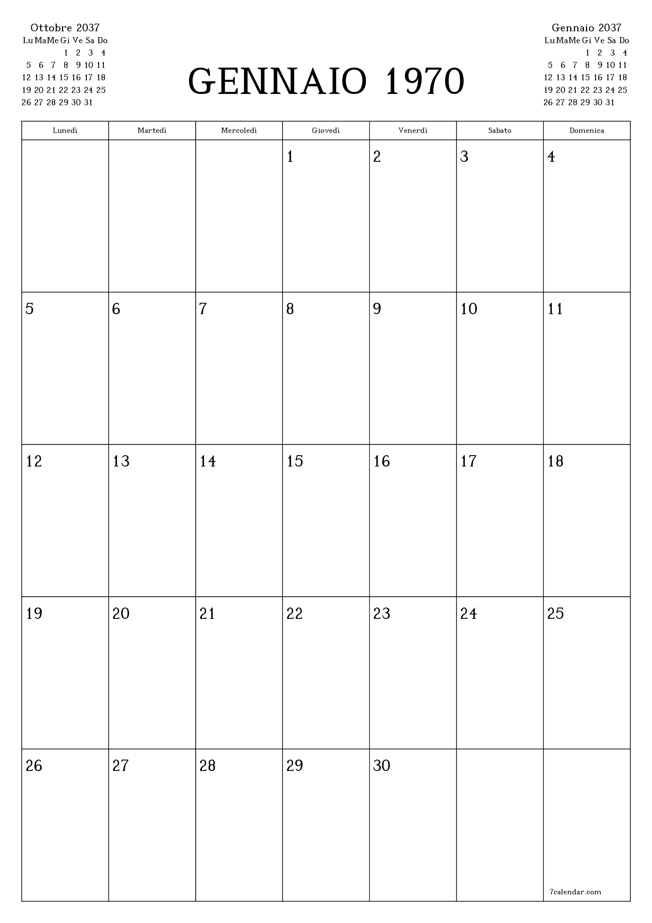  stampabile da parete modello di gratuitoverticale Mensile pianificatore calendario Novembre (Nov) 2037
