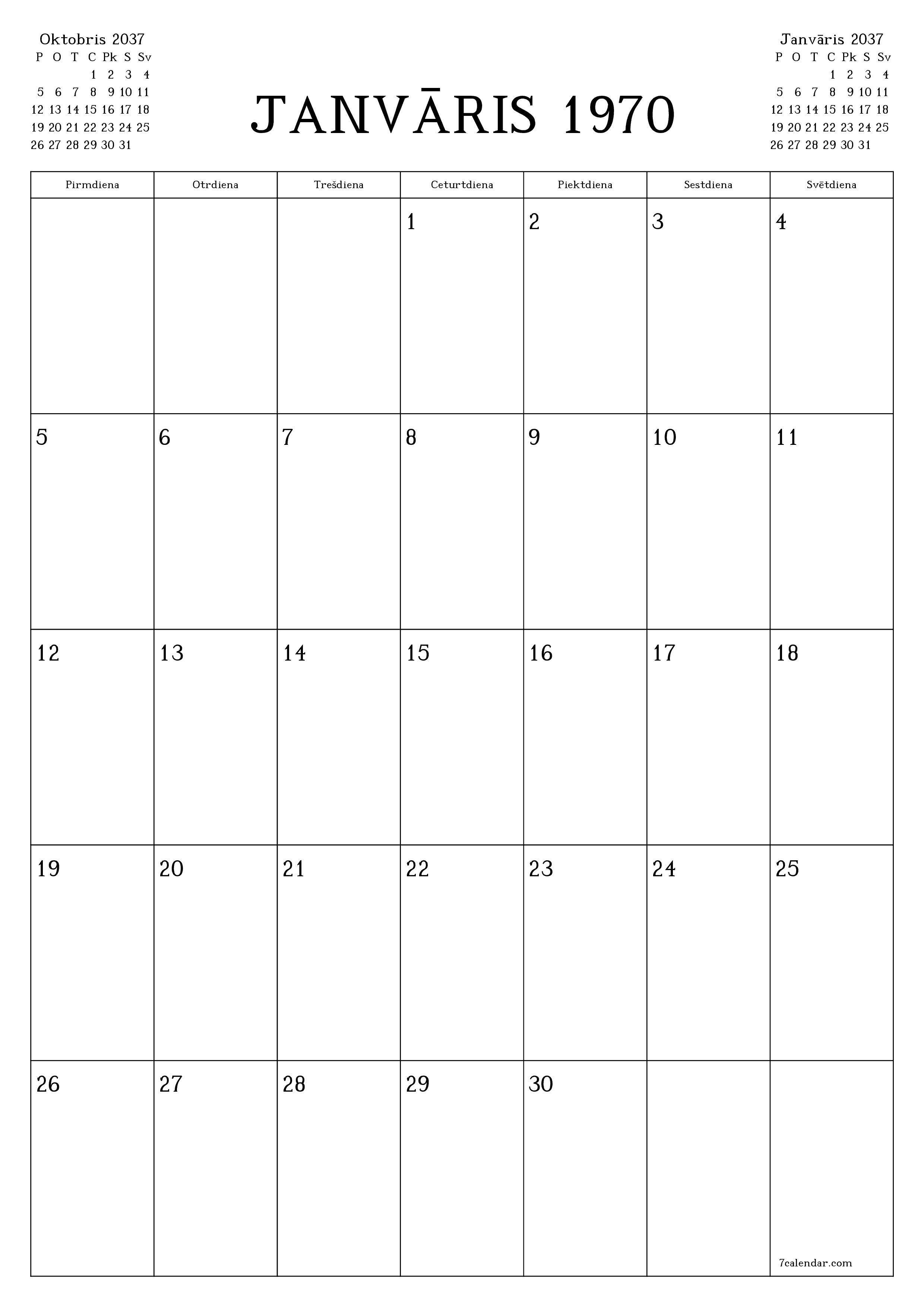 izdrukājams sienas kalendāra veidne bezmaksas vertikāli Mēneša plānotājs kalendārs Novembris (Nov) 2037