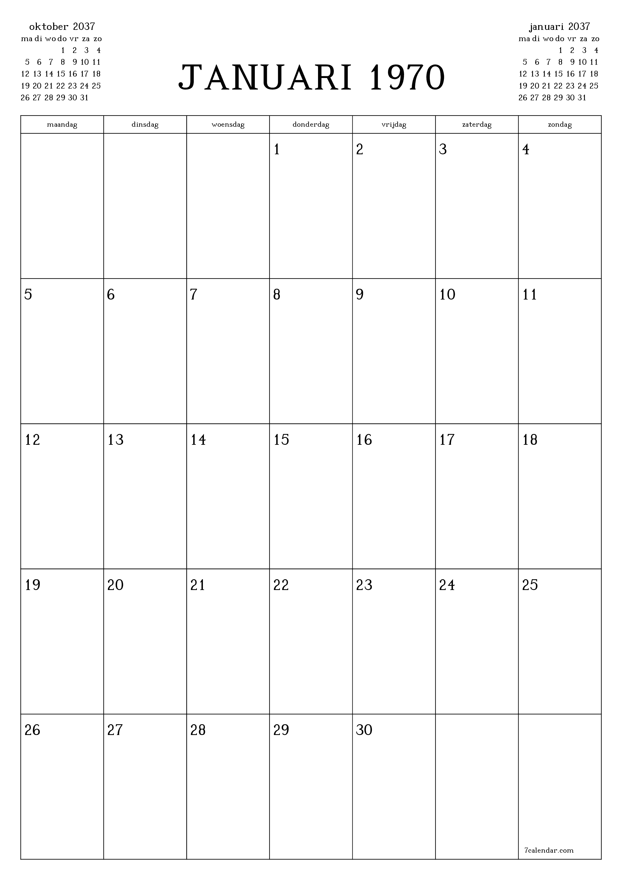 afdrukbare muur sjabloon gratis verticaal Maandelijks planner kalender november (nov) 2037