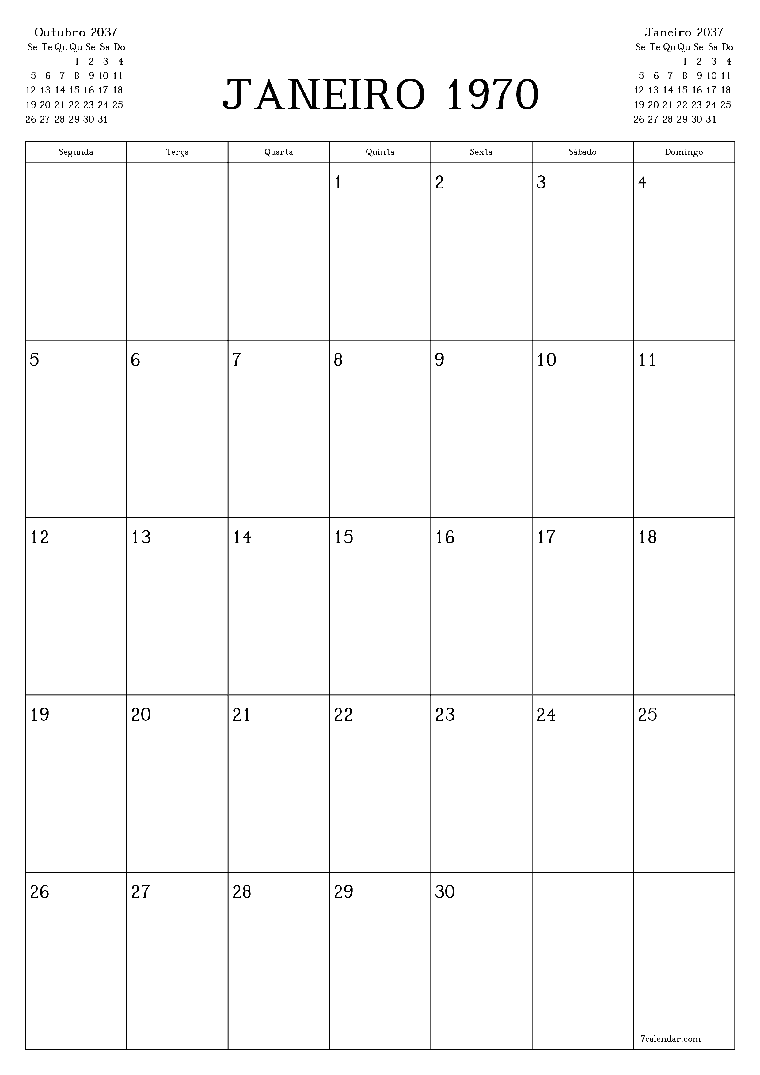  para impressão de parede modelo de grátisvertical Mensal planejador calendário Novembro (Nov) 2037