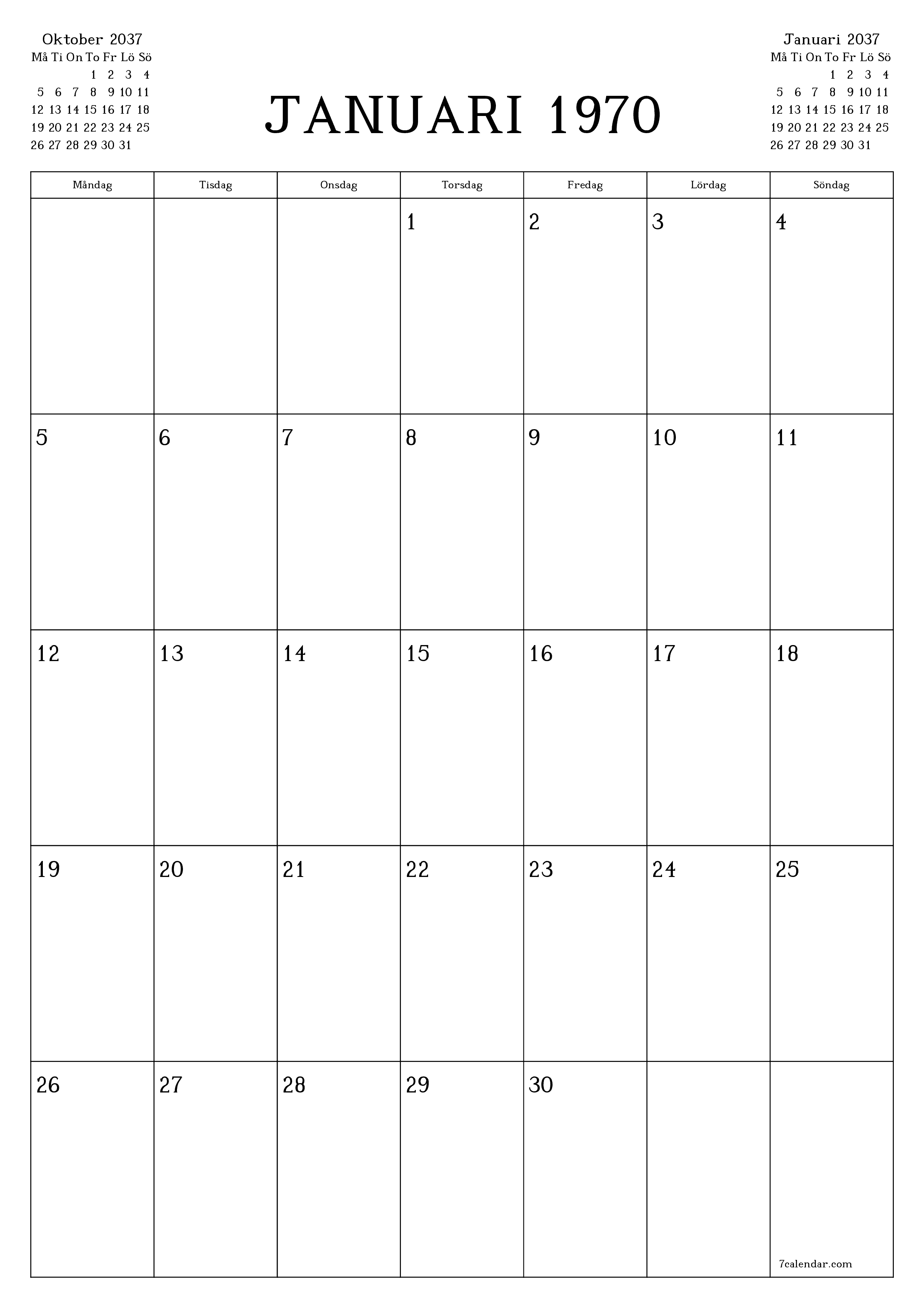 utskrivbar vägg mall gratis vertikal Månatlig planerare kalender November (Nov) 2037