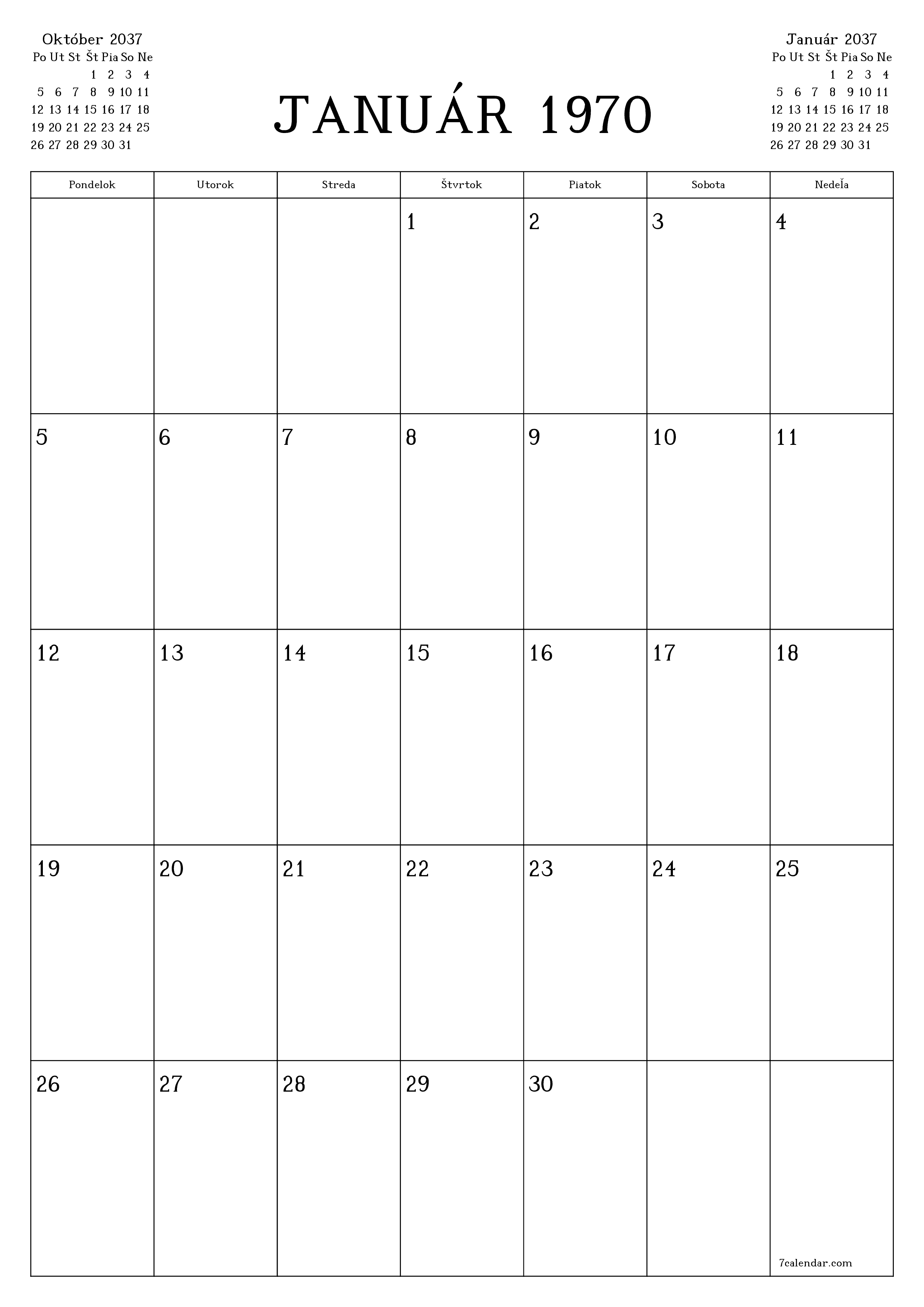 vytlačiteľný nástenný šablóna a bezplatný вертикальный Mesačne plánovač kalendár November (Nov) 2037
