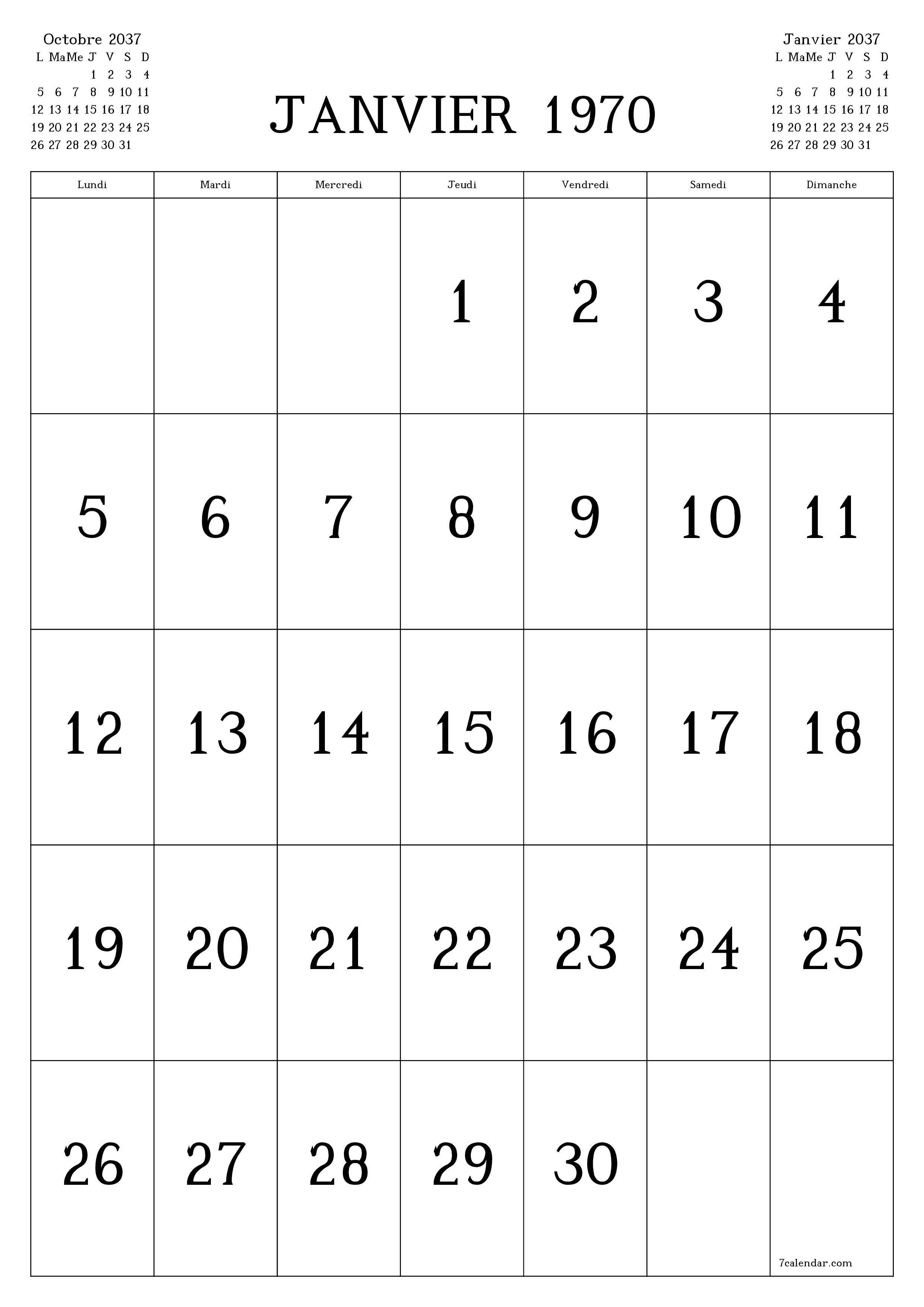  imprimable mural modèle de gratuitverticale Mensuel calendrier Novembre (Nov) 2037