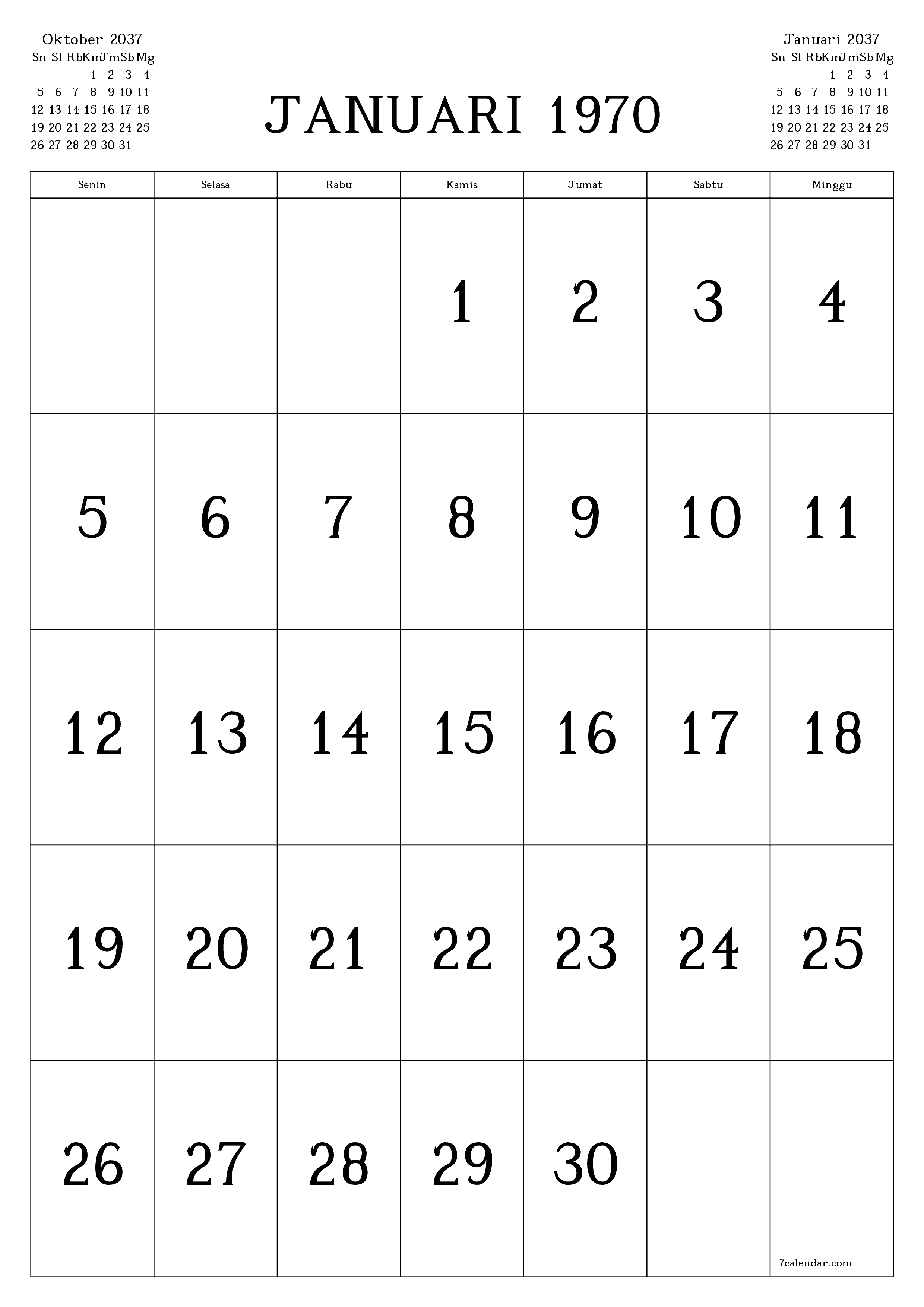  yang dapat dicetak dinding templat gratisvertikal Bulanan kalender November (Nov) 2037