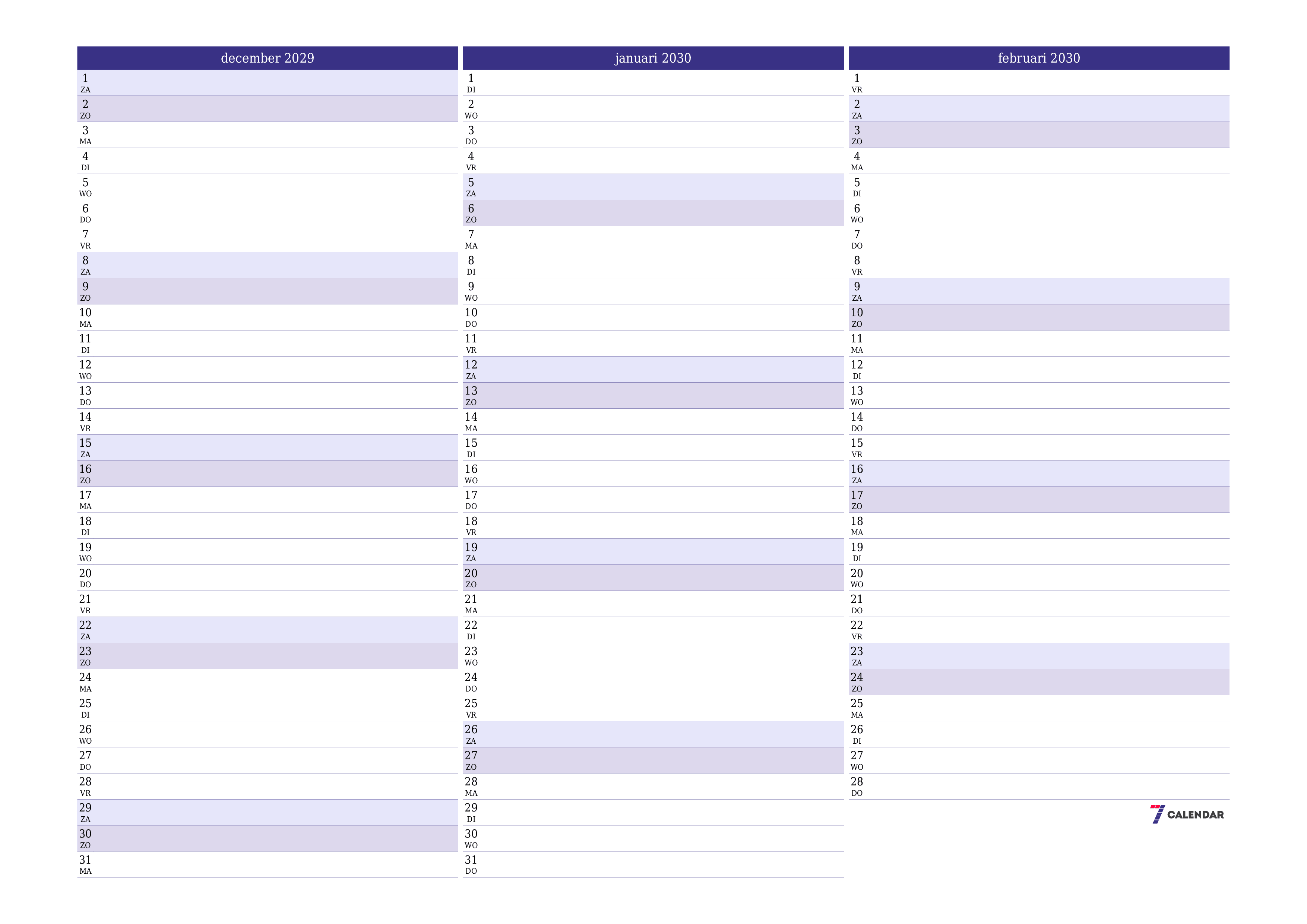 Lege maandplanner voor maand december 2029 met notities, opslaan en afdrukken naar pdf PNG Dutch