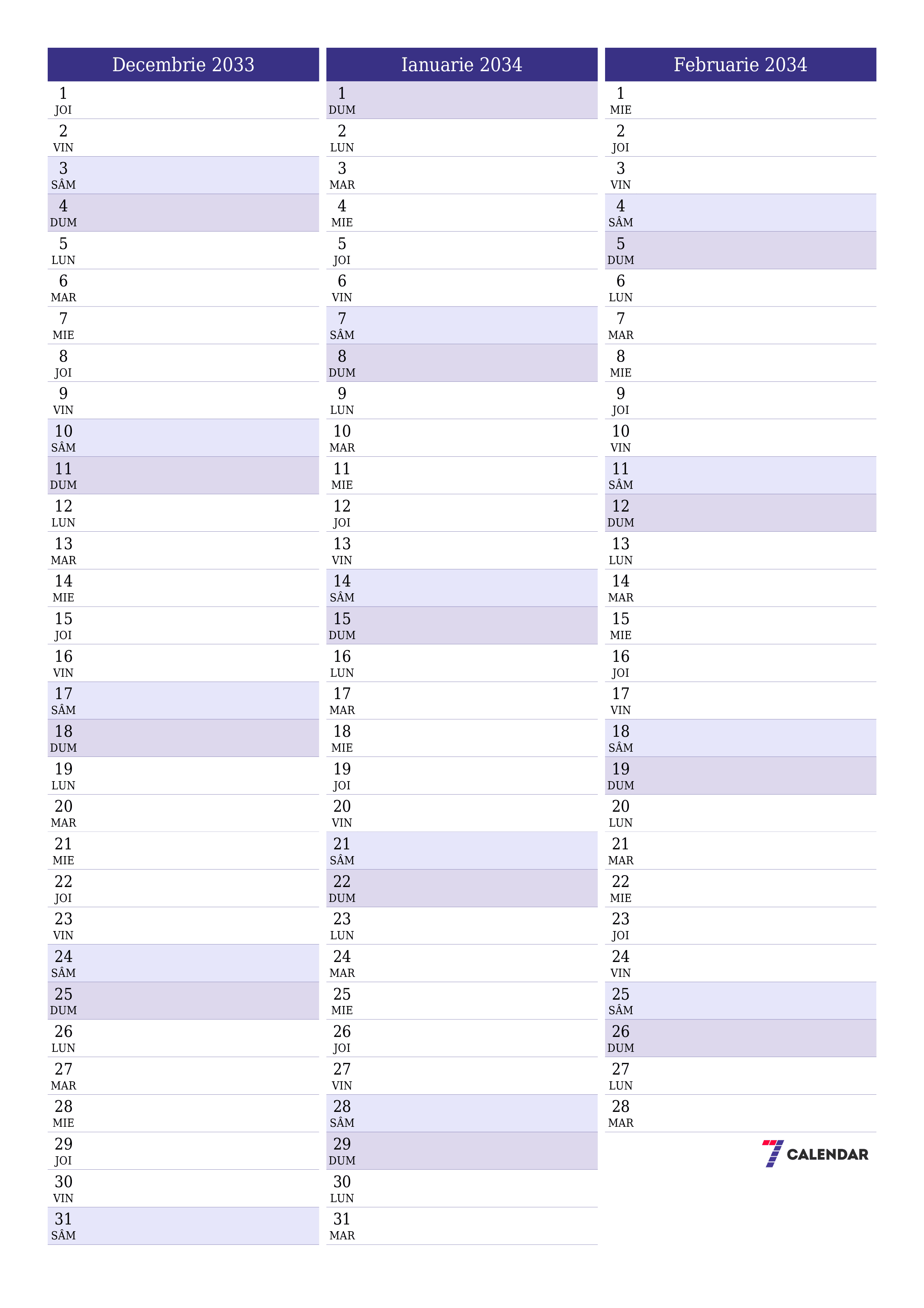  imprimabil de perete șablon de gratuitvertical Lunar planificator calendar Decembrie (Dec) 2033