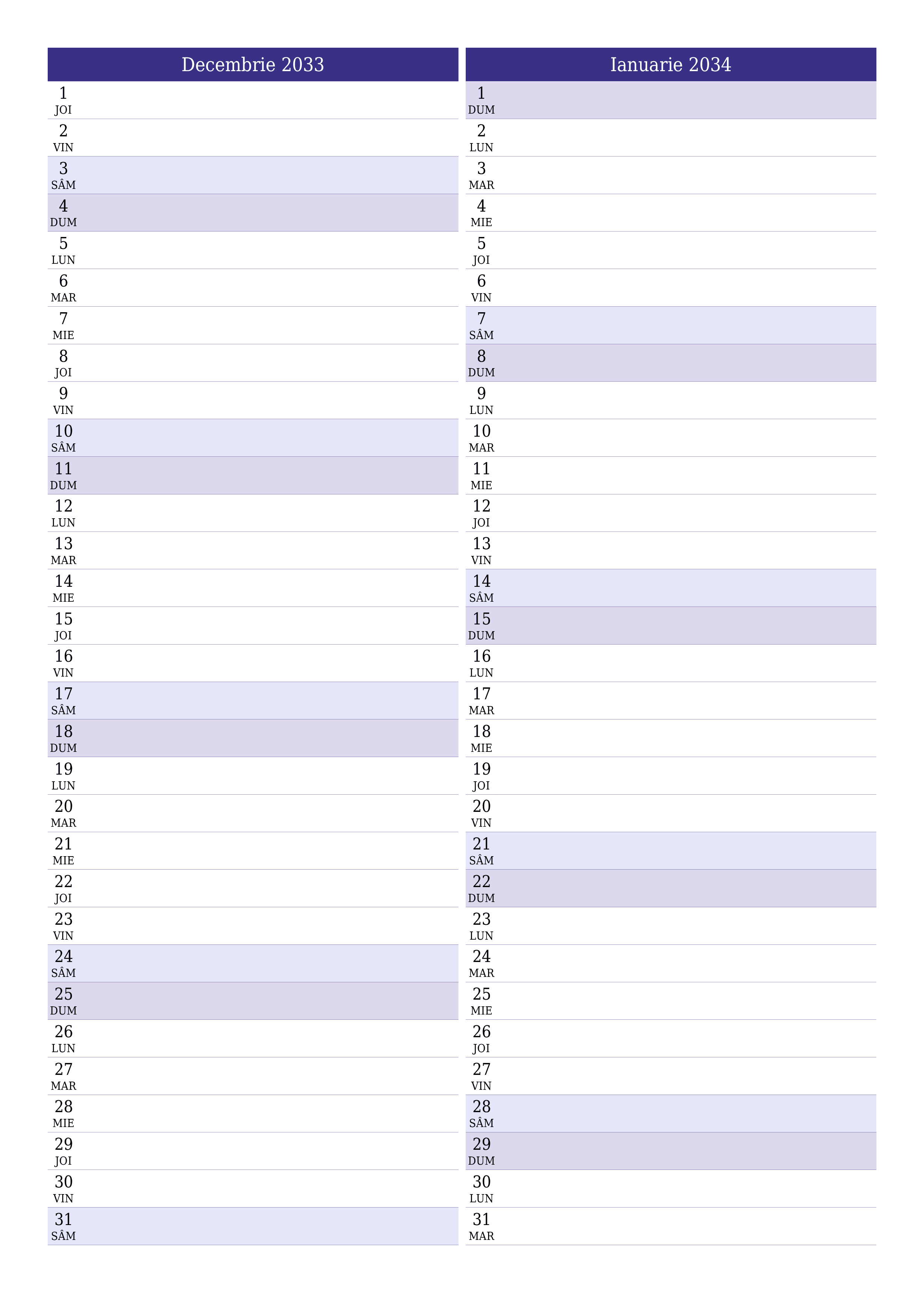  imprimabil de perete șablon de gratuitvertical Lunar planificator calendar Decembrie (Dec) 2033