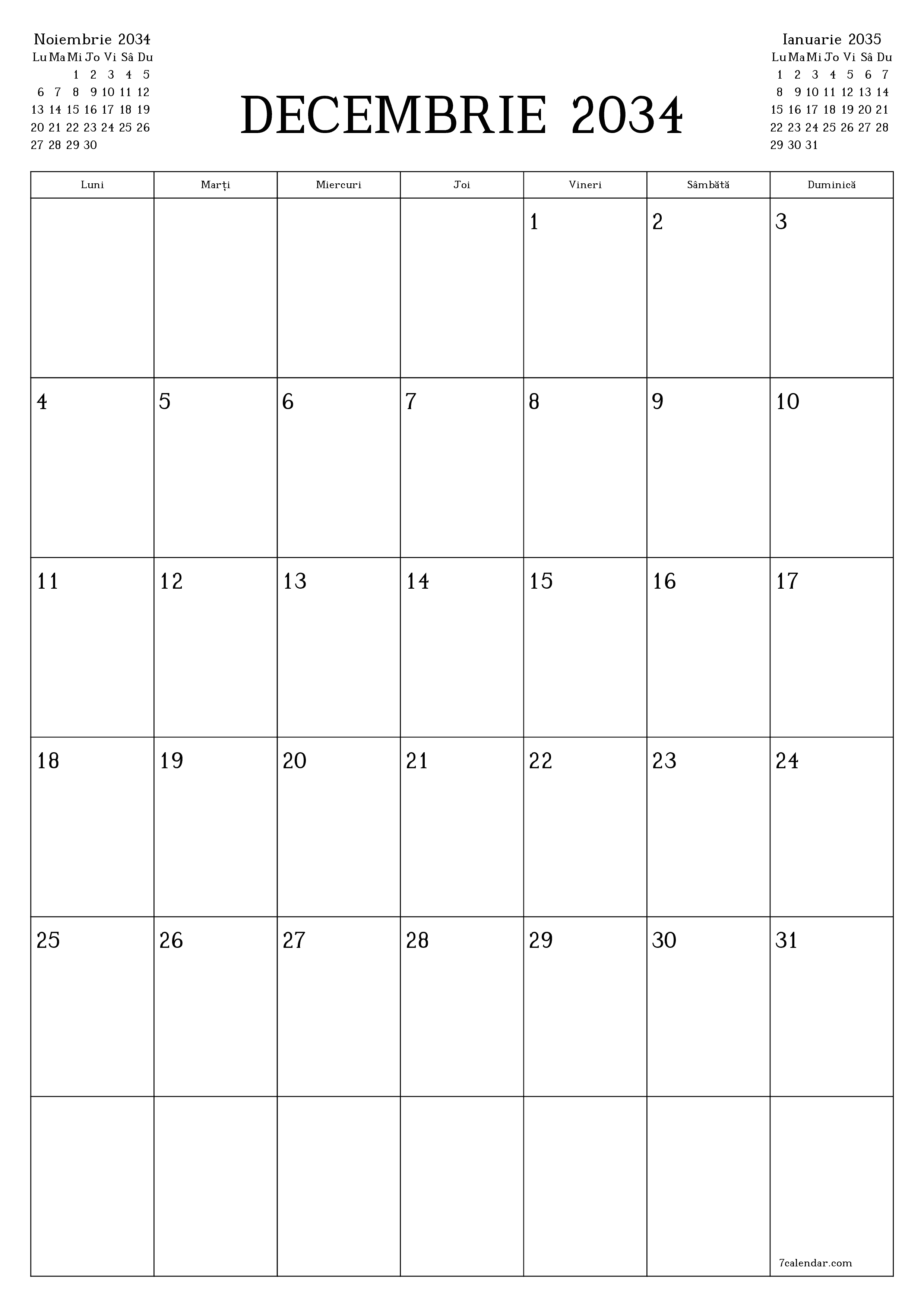  imprimabil de perete șablon de gratuitvertical Lunar planificator calendar Decembrie (Dec) 2034
