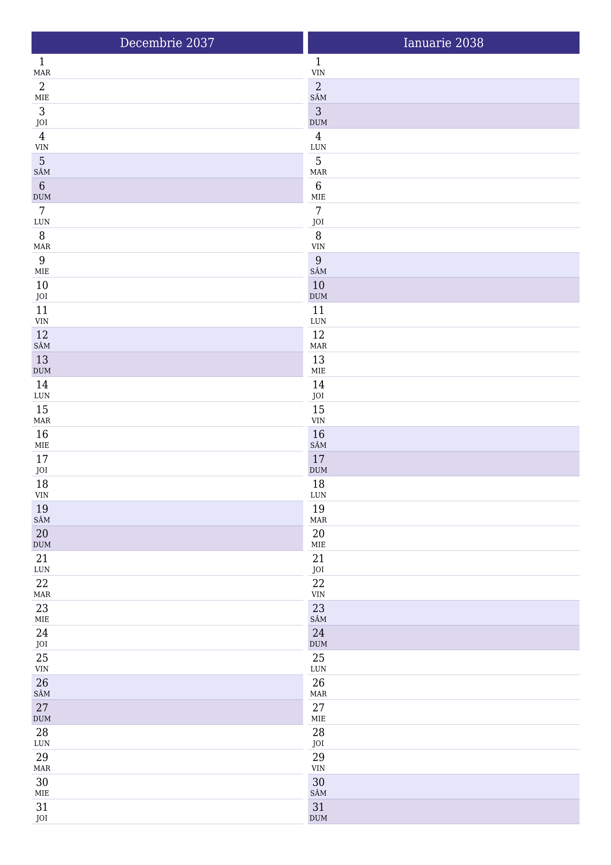  imprimabil de perete șablon de gratuitvertical Lunar planificator calendar Decembrie (Dec) 2037