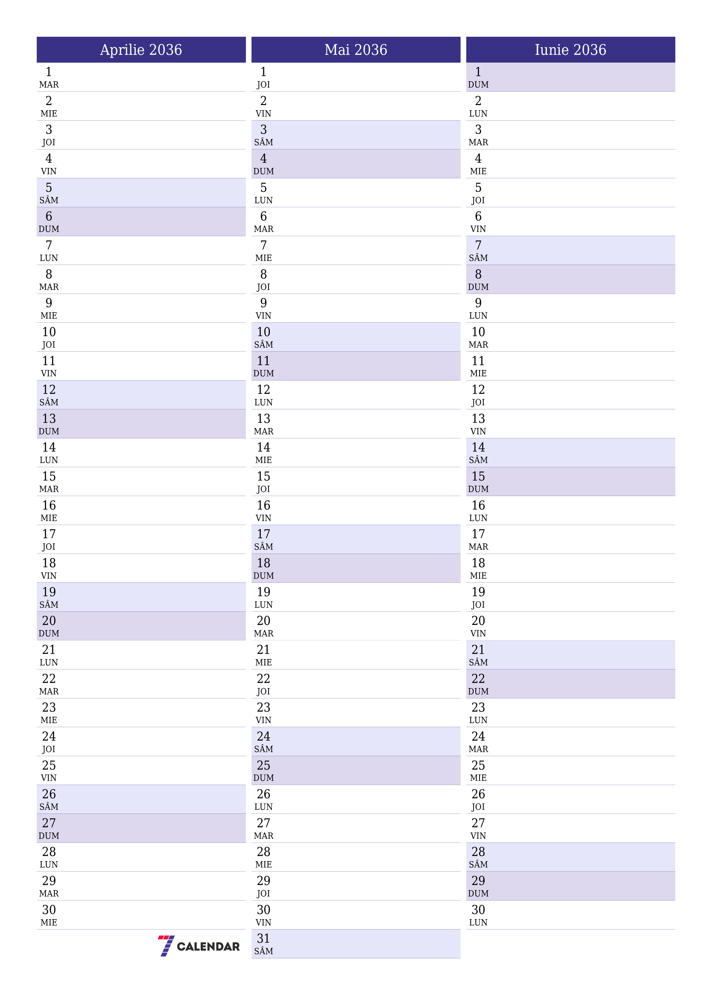  imprimabil de perete șablon de gratuitvertical Lunar planificator calendar Aprilie (Apr) 2036
