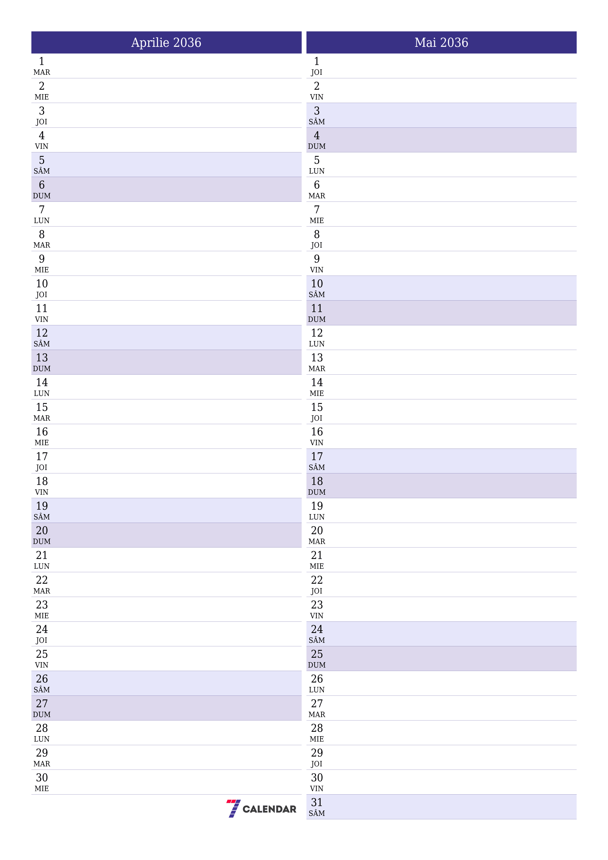  imprimabil de perete șablon de gratuitvertical Lunar planificator calendar Aprilie (Apr) 2036