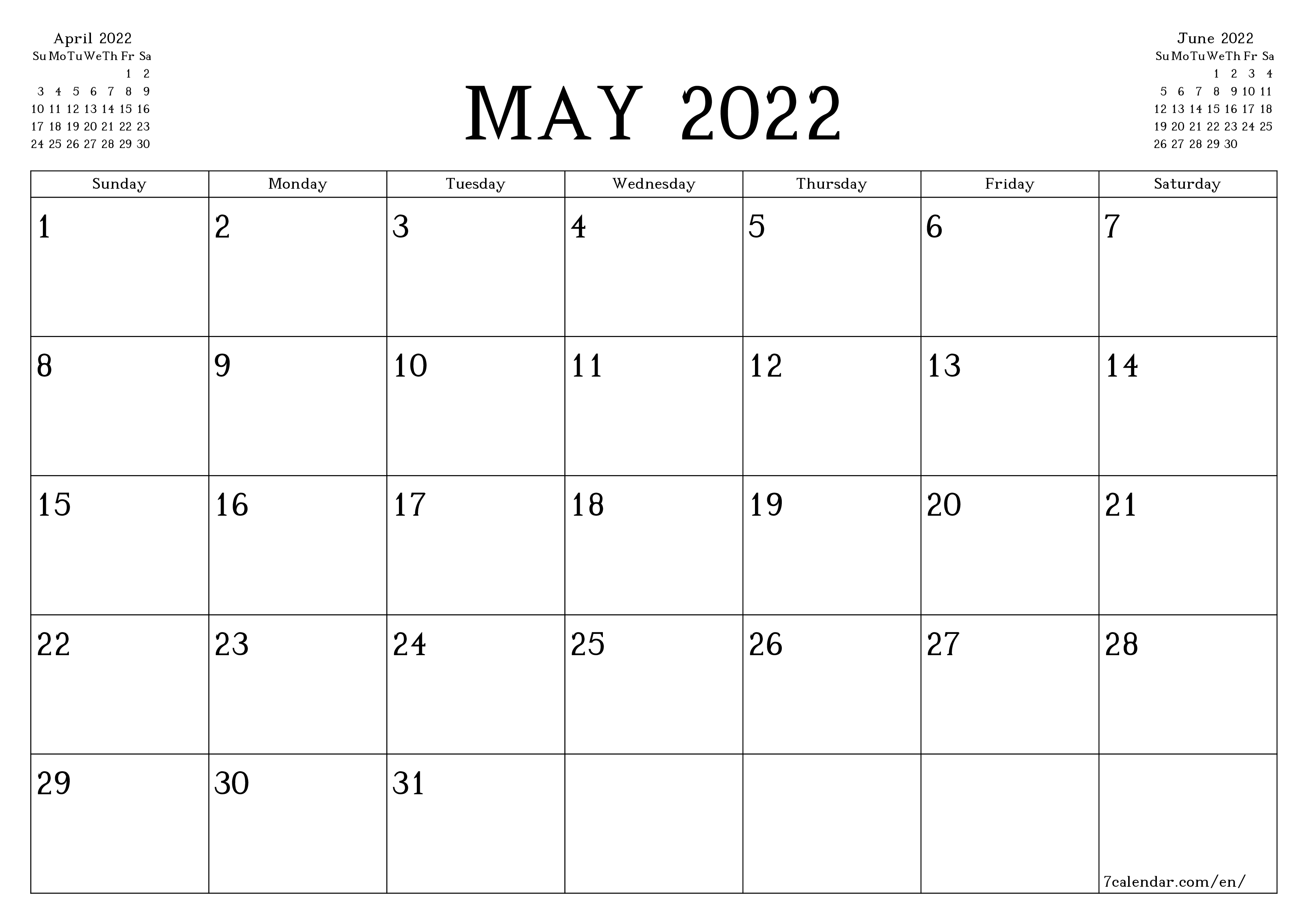 Free Printable May 2022 Calendars Wiki Calendar May 2022 Calendars 25 