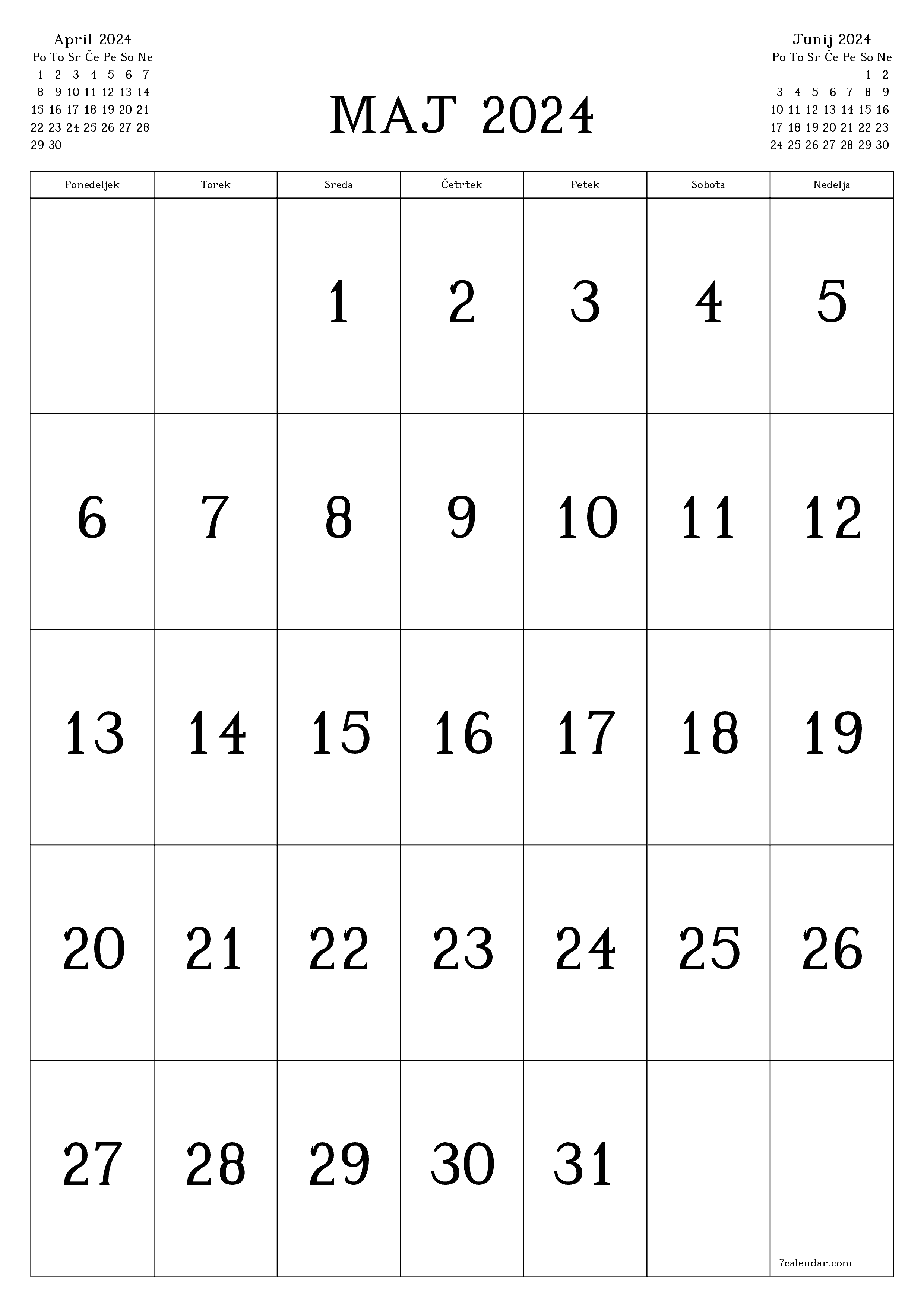 natisljiv stenski ska predloga brezplačni vertical Mesečno koledar Maj (Maj) 2024