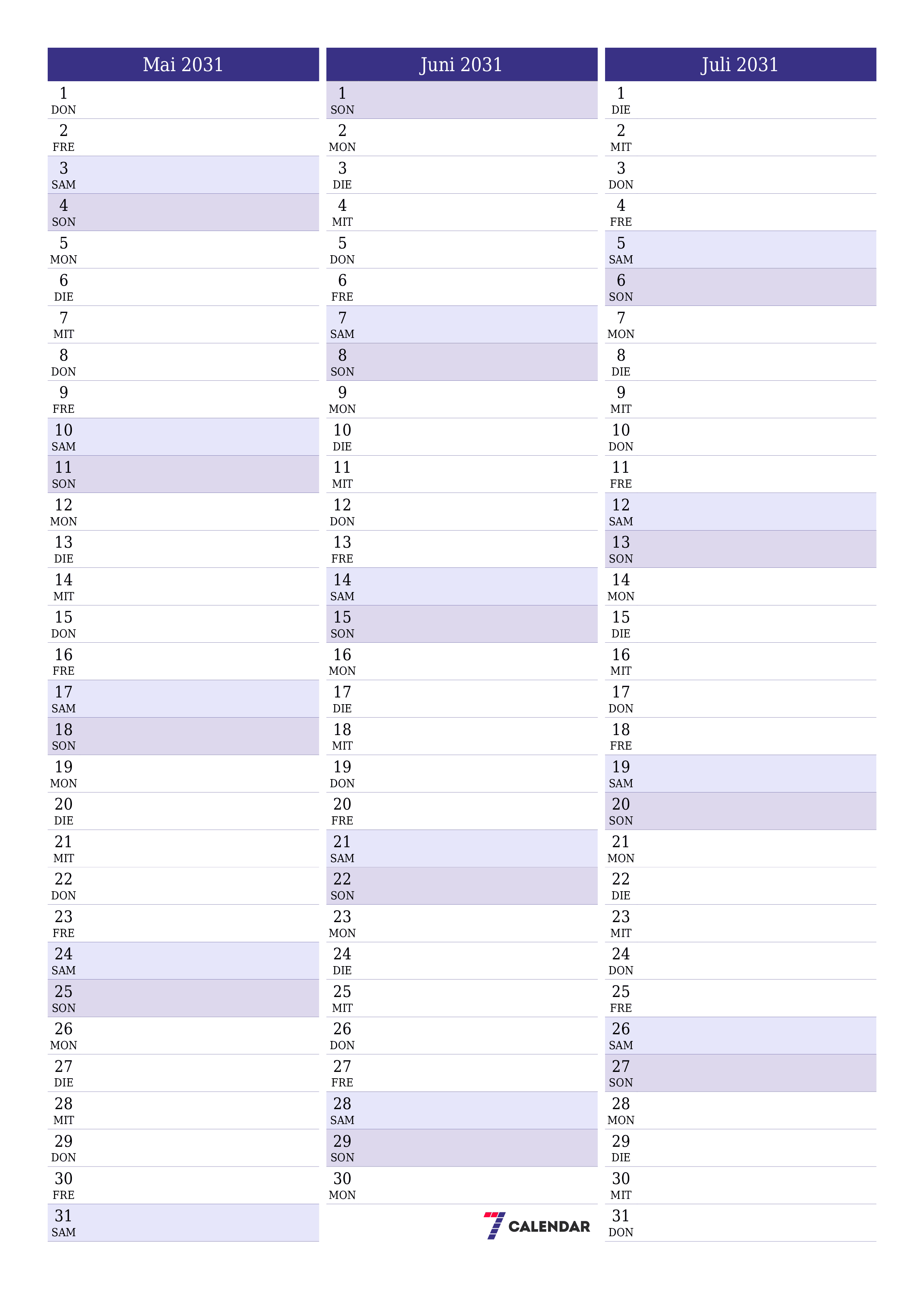  zum Ausdrucken Wandkalender vorlage kostenloser vertikal Monatlich Planer Kalender Mai (Mai) 2031