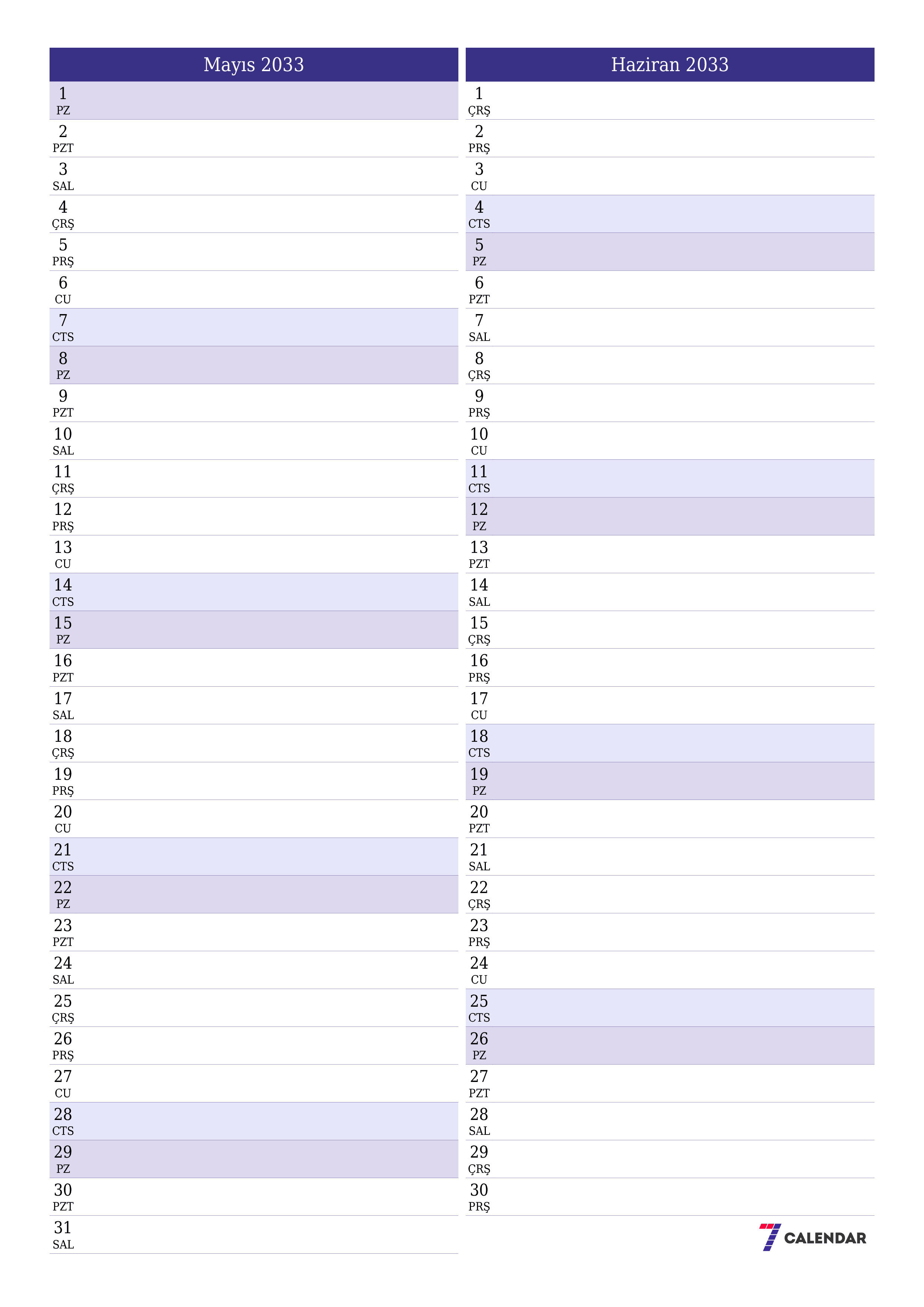 yazdırılabilir duvar i şablonu ücretsiz dikey Aylık planlayıcı takvim Mayıs (May) 2033