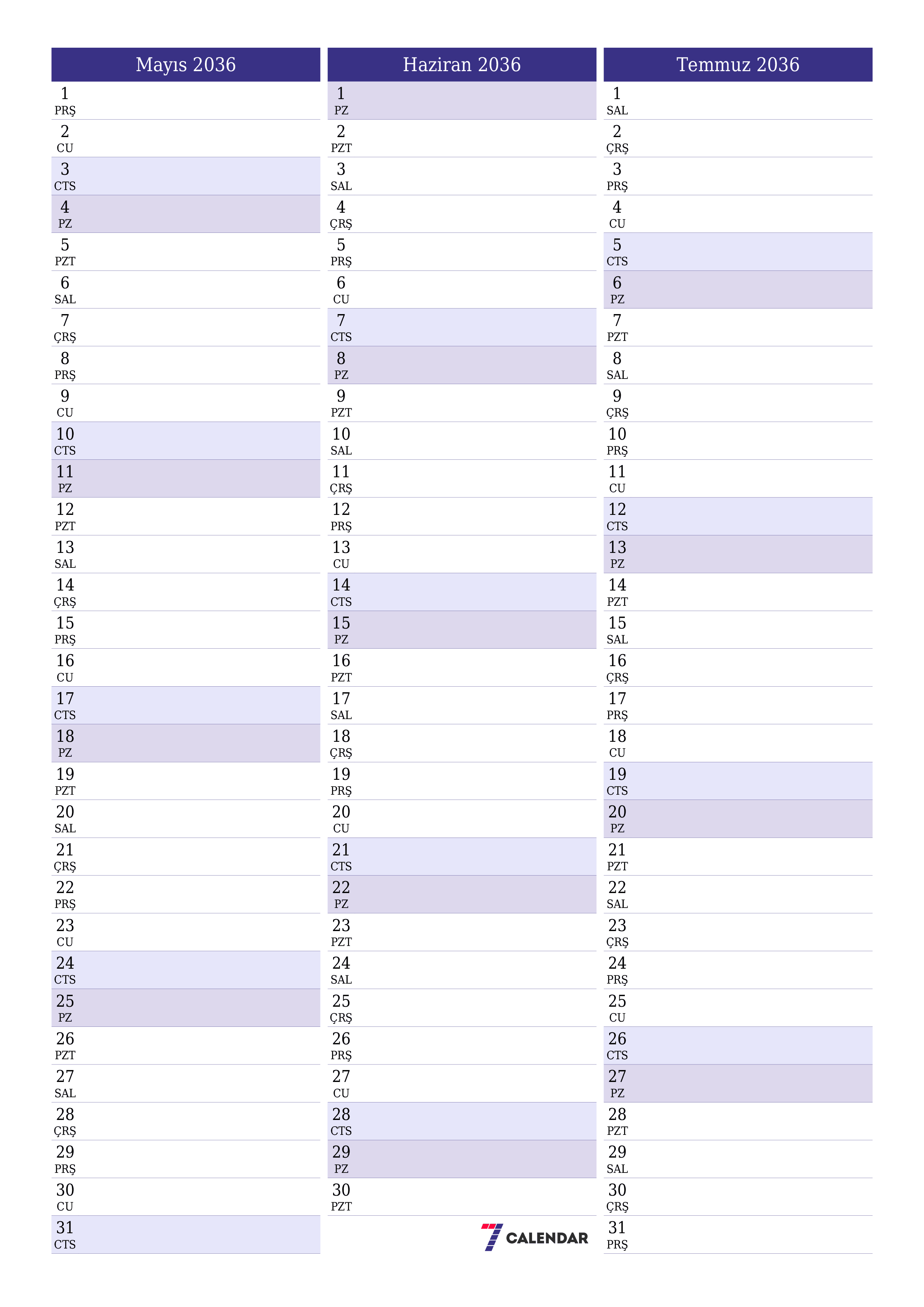 yazdırılabilir duvar i şablonu ücretsiz dikey Aylık planlayıcı takvim Mayıs (May) 2036