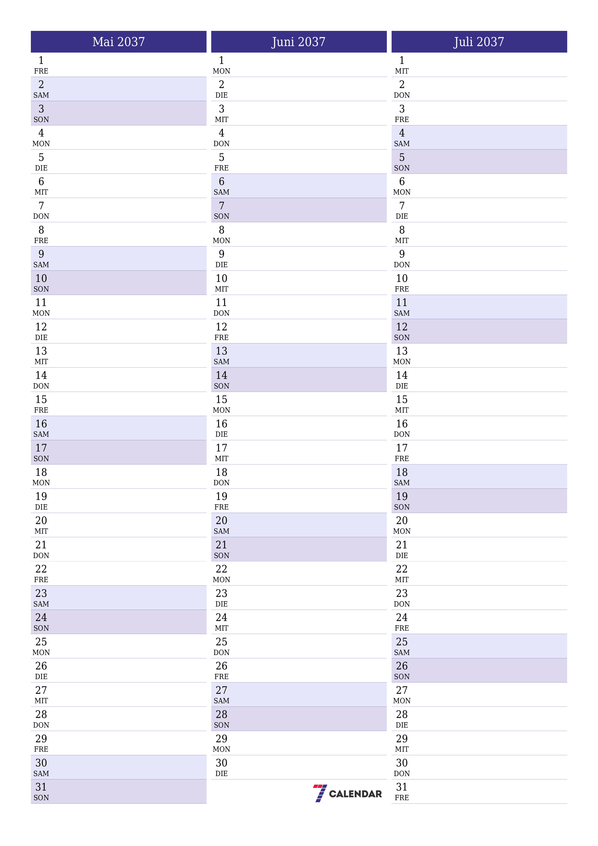  zum Ausdrucken Wandkalender vorlage kostenloser vertikal Monatlich Planer Kalender Mai (Mai) 2037