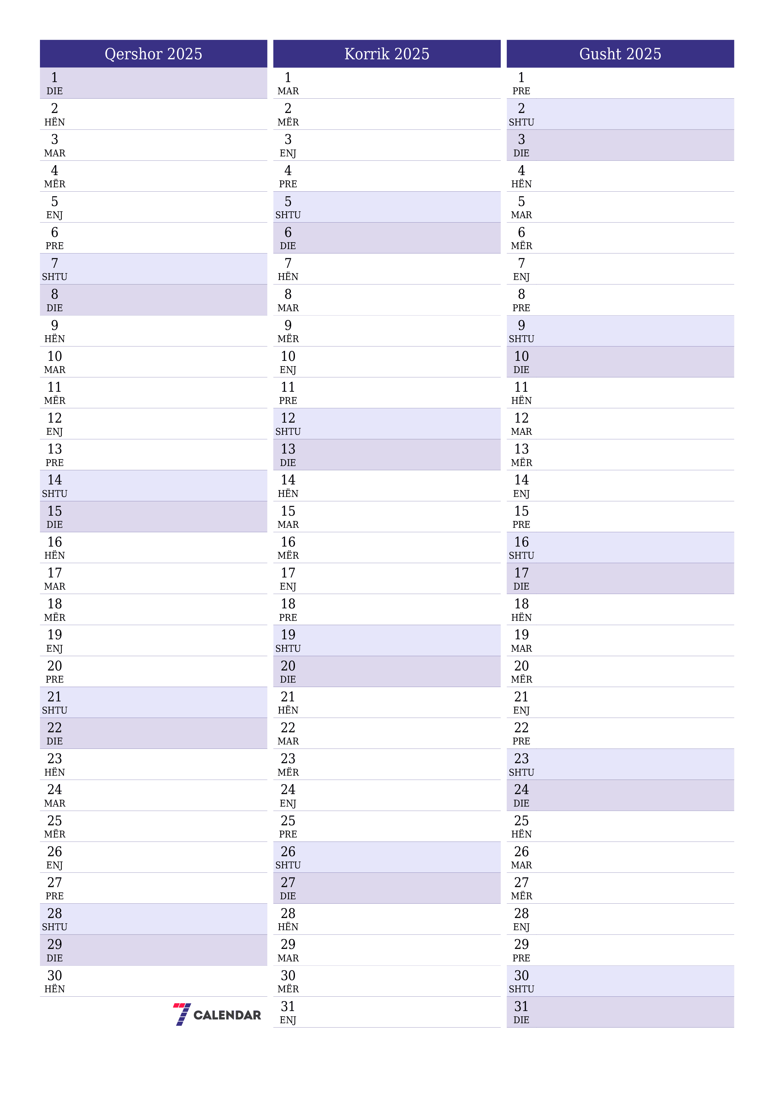  i printueshëm muri shabllon falasvertikale mujore planifikues kalendar Qershor (Qer) 2025