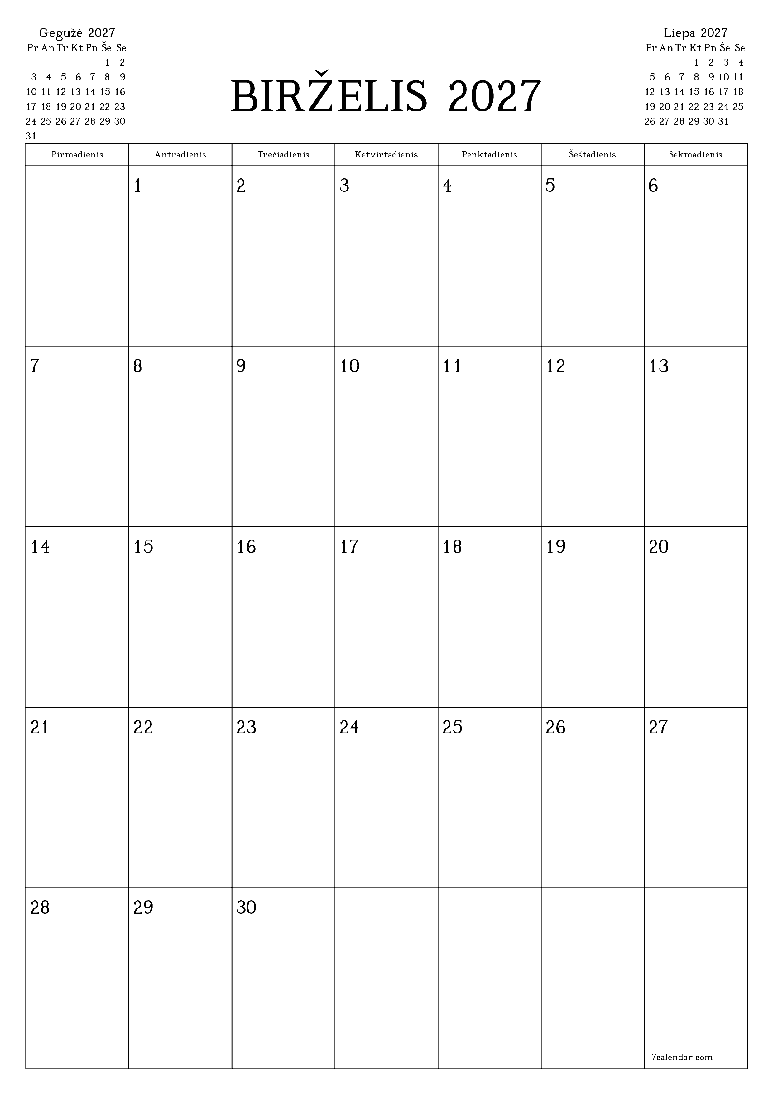Ištuštinti mėnesio Birželis 2027 mėnesio planavimo priemonę su užrašais, išsaugoti ir atsispausdinti PDF formate PNG Lithuanian